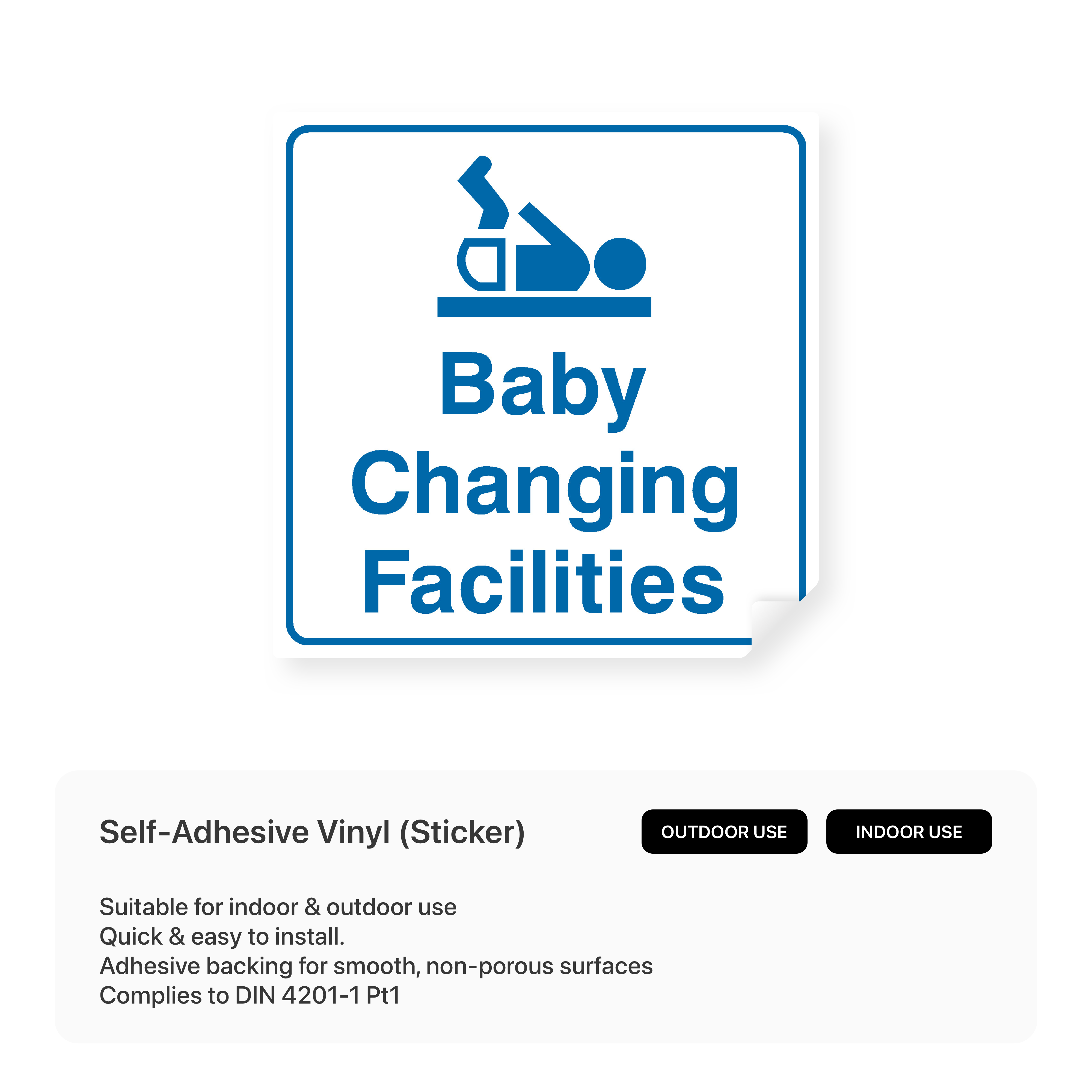 Square sign for baby changing facilities.