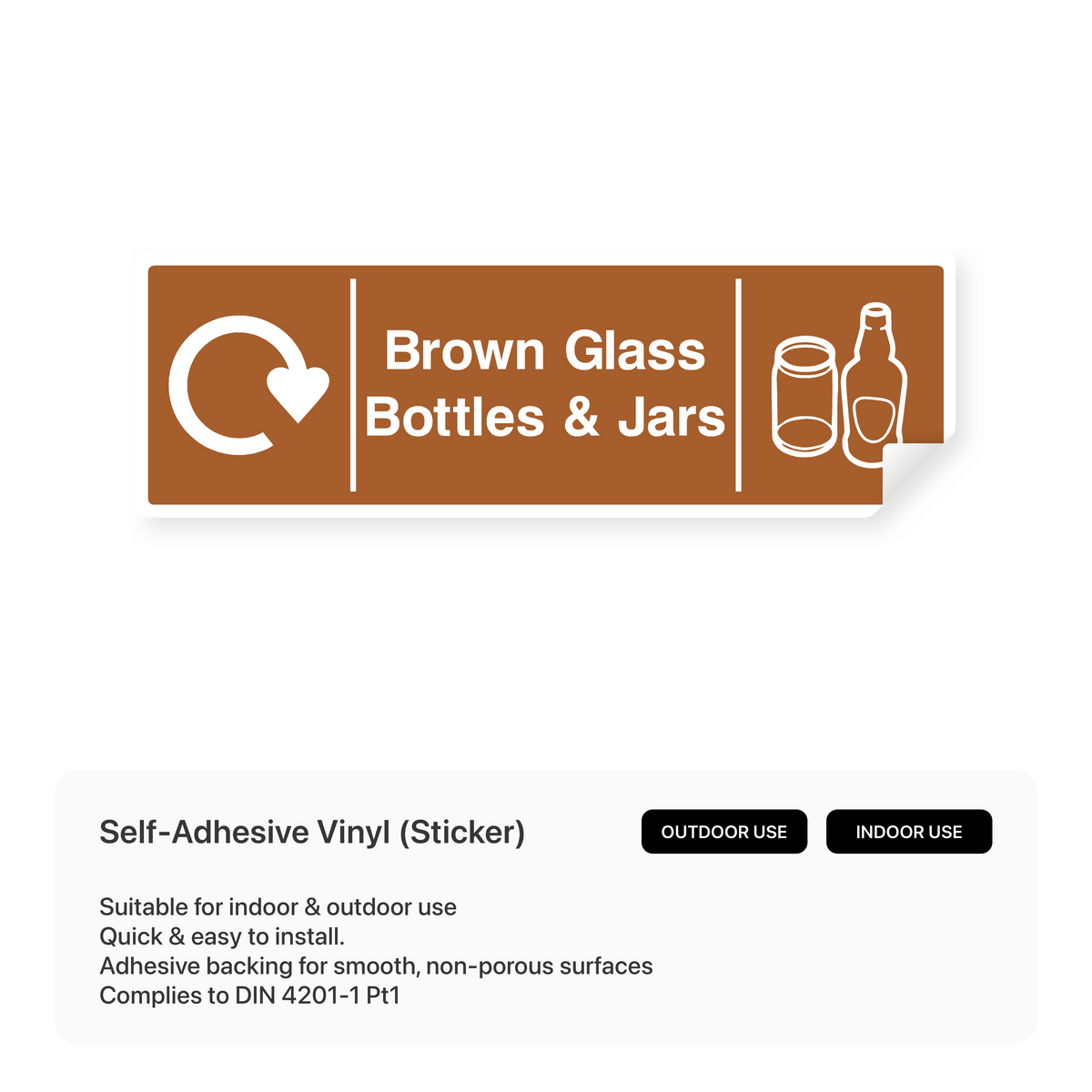 Jar Sign Sticker Brown Glass Bottles & Jars Recycling - Safety Sign – Safety Signs ...