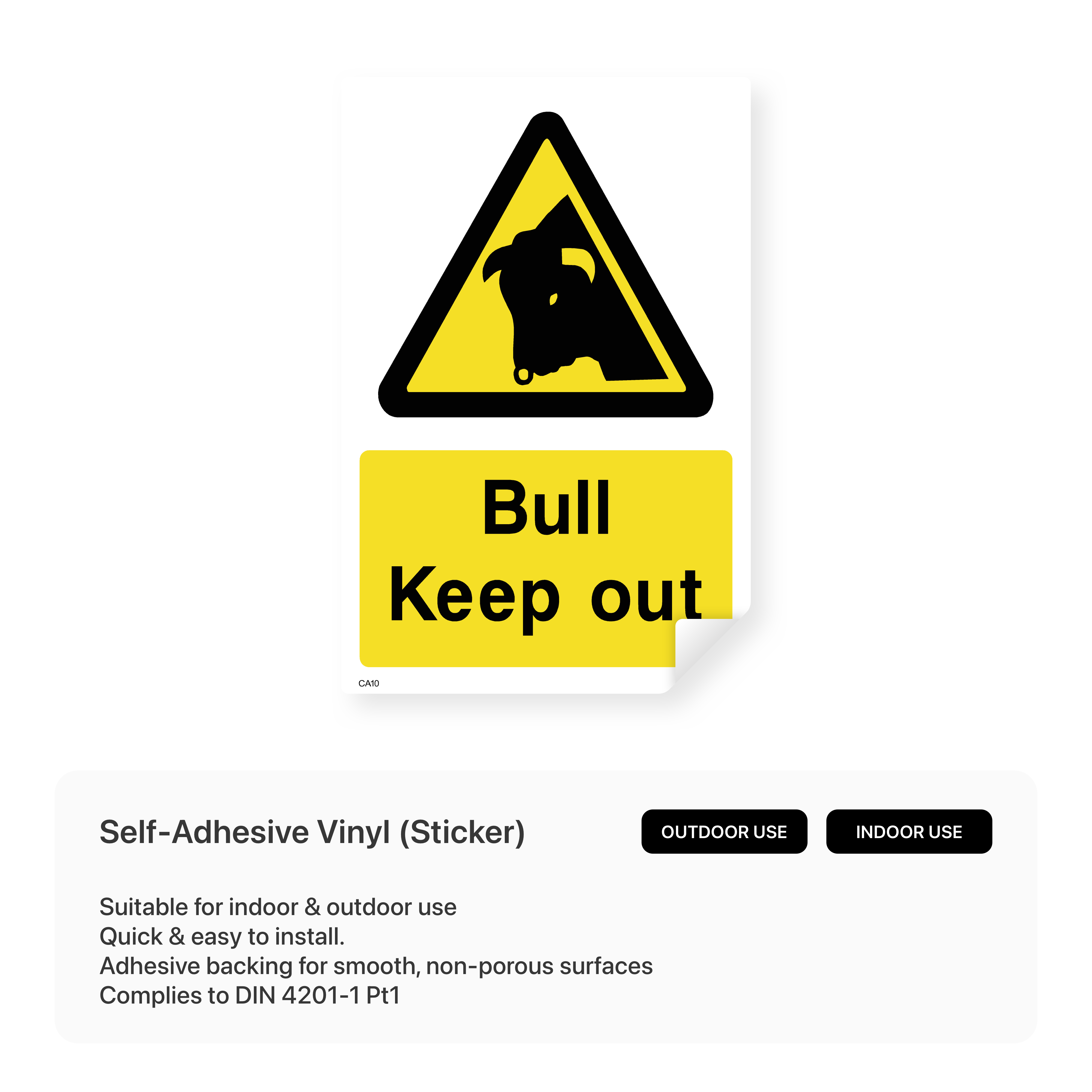 Sign with bull and "keep out" text