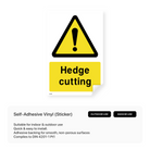 Sign with hedge cutter