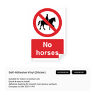 Sign with "No Horses"