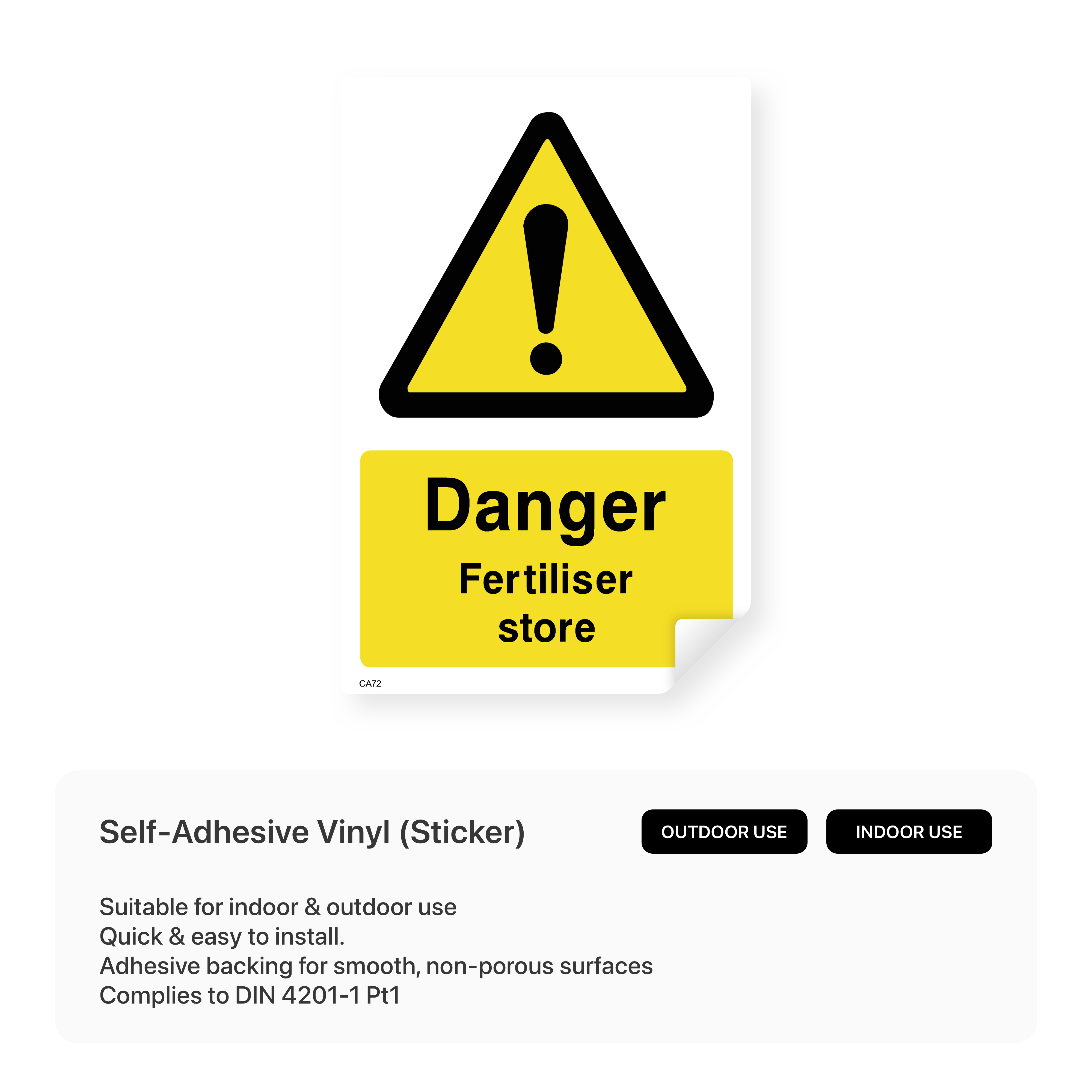 Sign with "Danger Fertiliser Store"