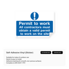 Construction site sign: "Permit to work"