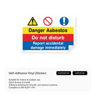 Construction site warning sign: "Danger asbestos"