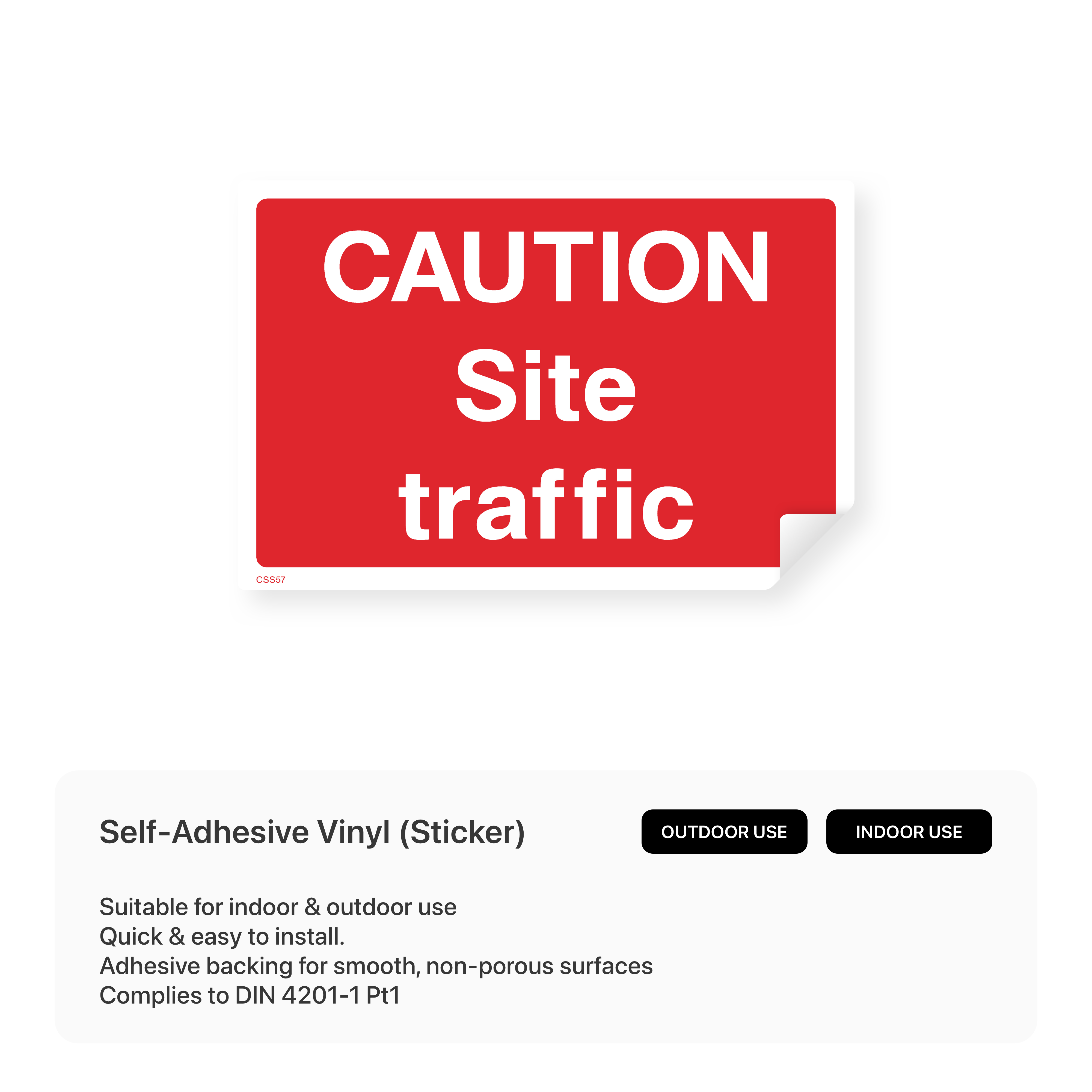 Construction site warning sign: "Caution - Site traffic"