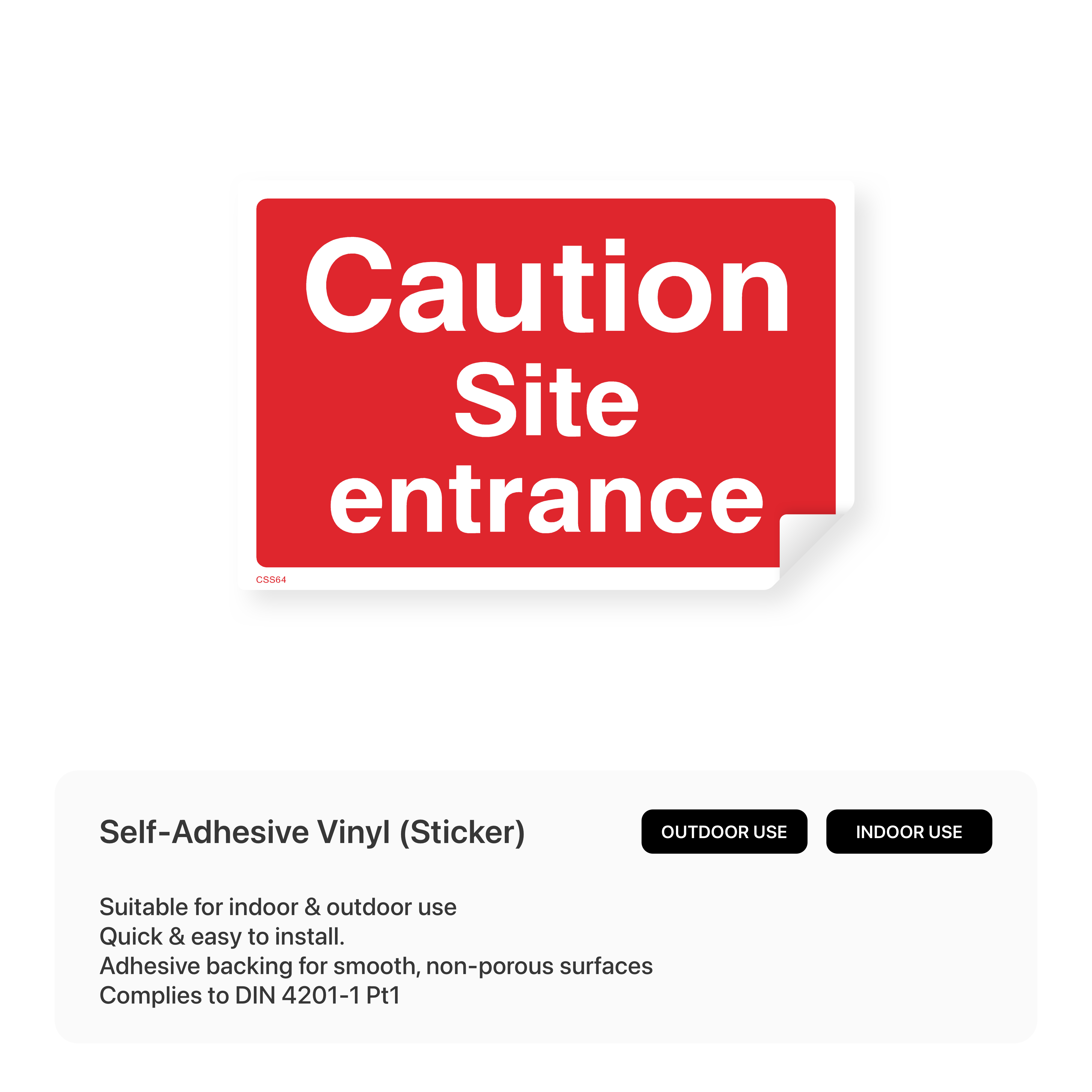 Construction site warning sign: "Caution - Site entrance"