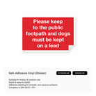 Sign for public footpath and dog leash rule