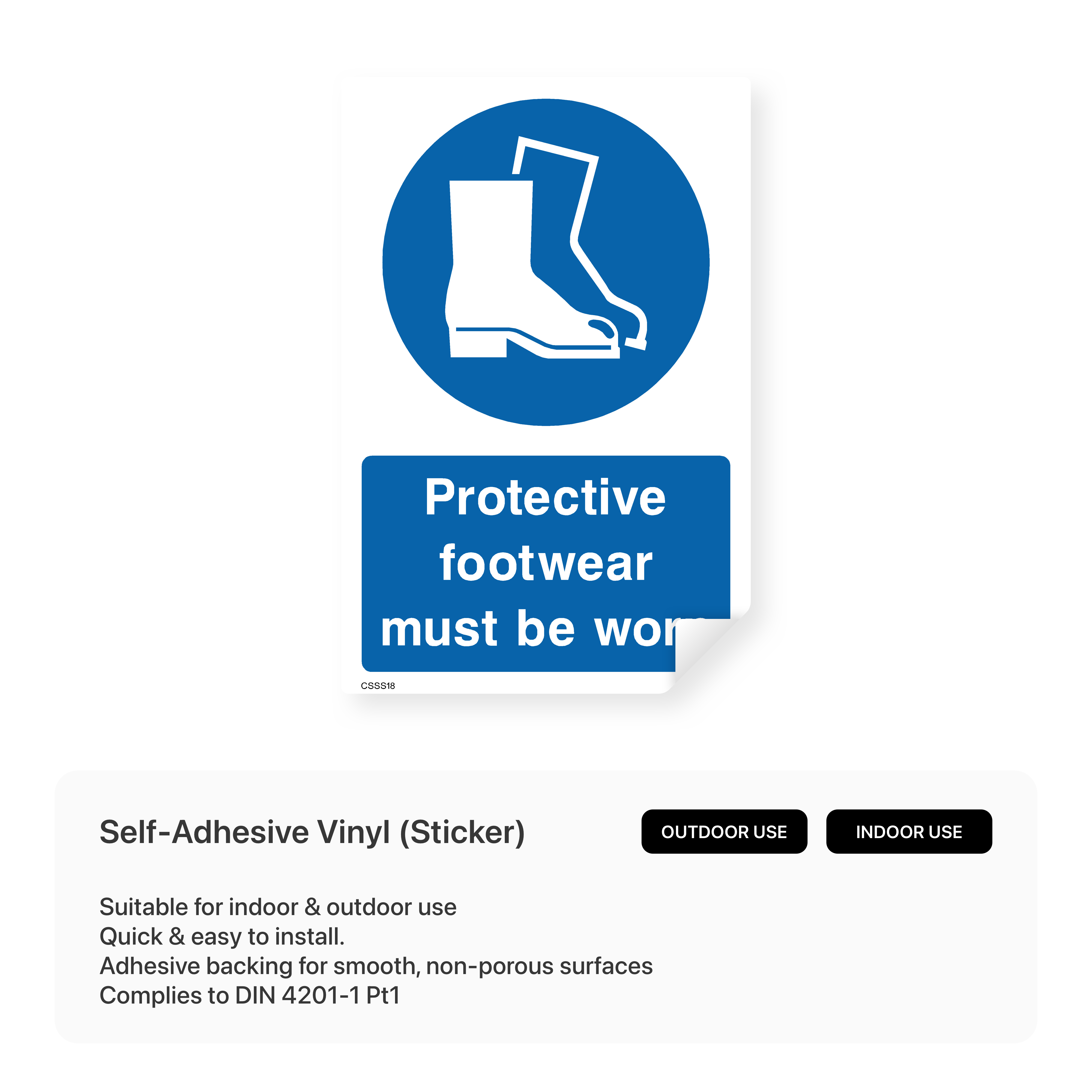 Sign mandating protective footwear