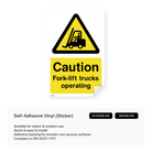 Caution sign for forklift trucks