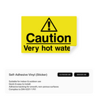 Sign cautioning about very hot water.