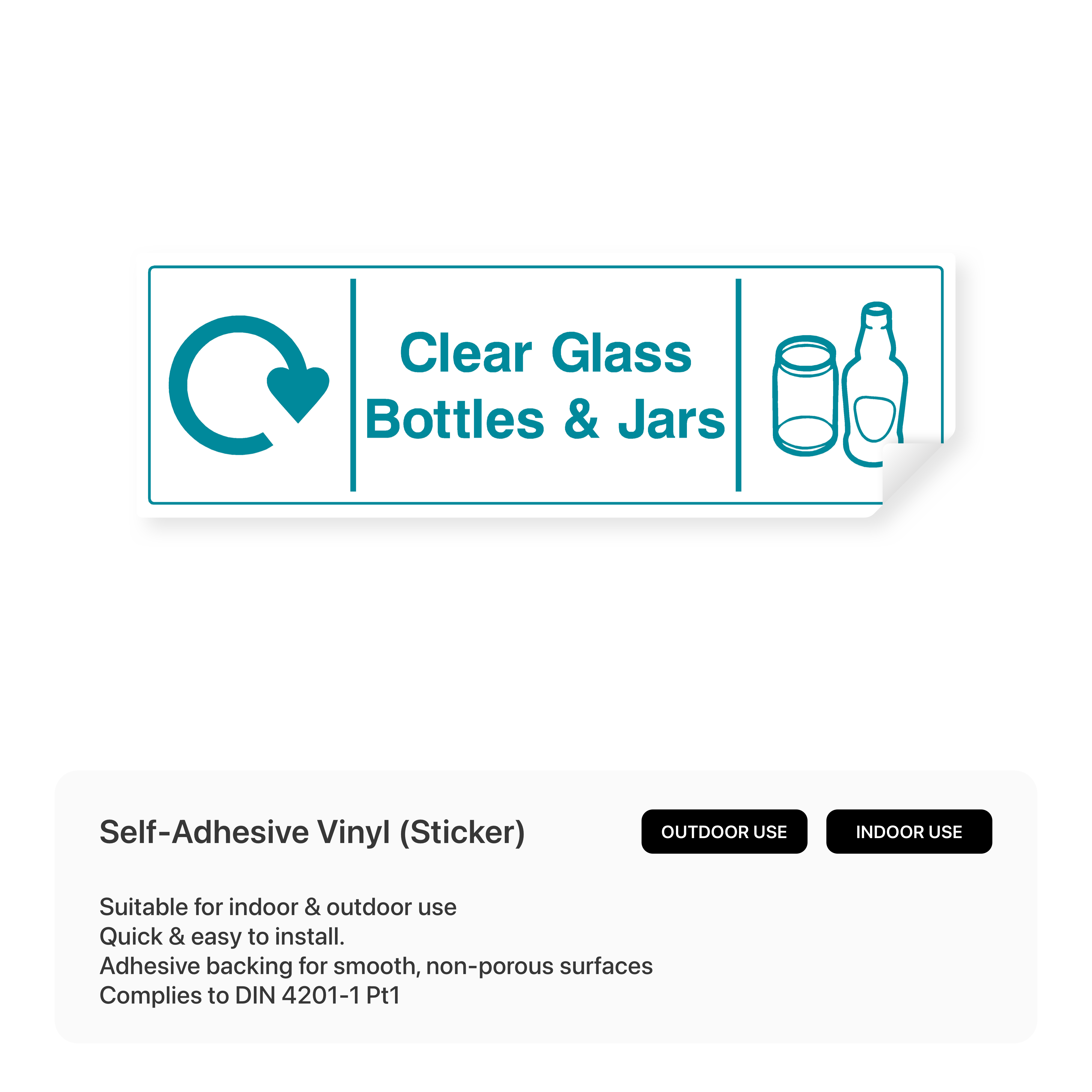 Clear Glass Bottles and Jars Recycling Sign