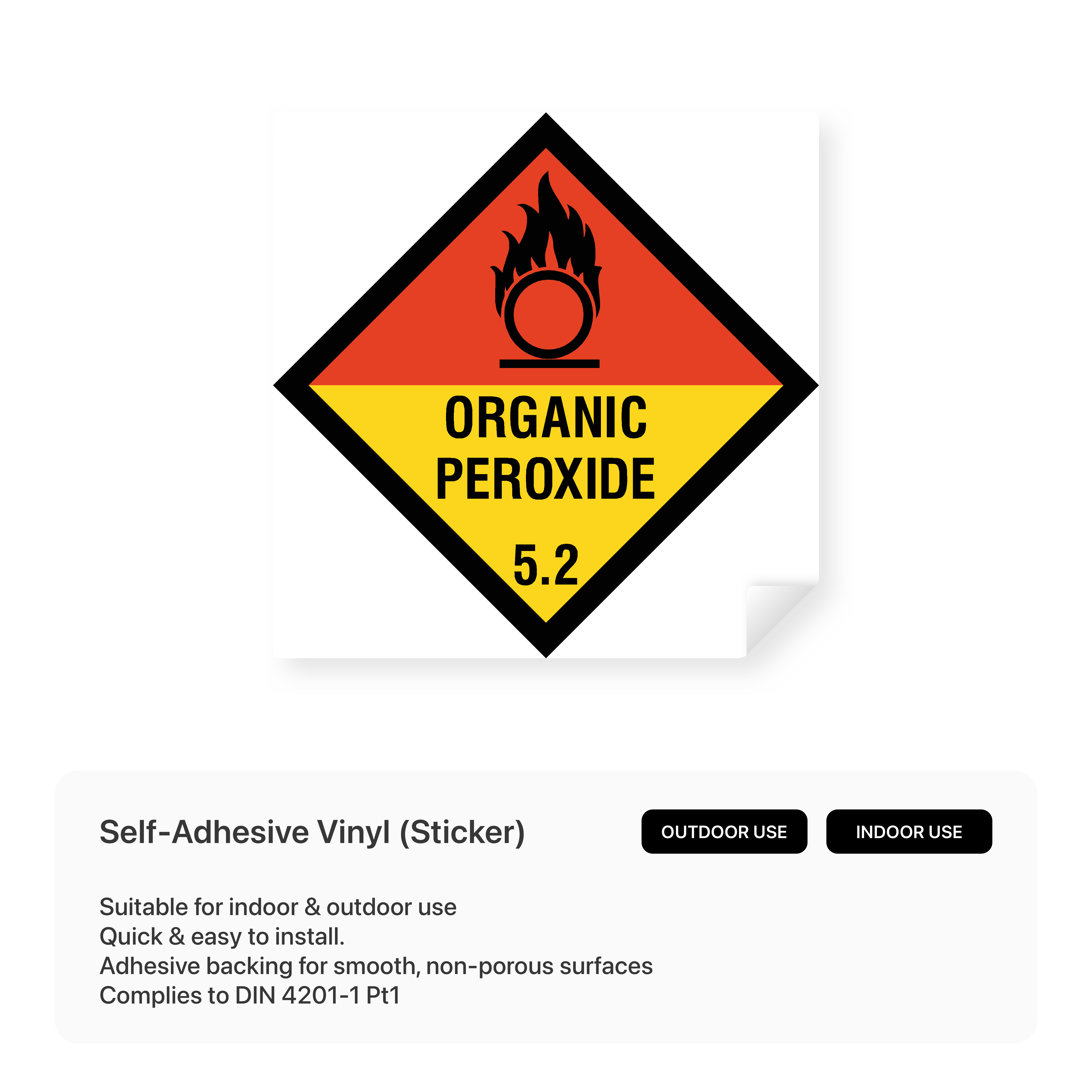 Hazchem sign for organic peroxide