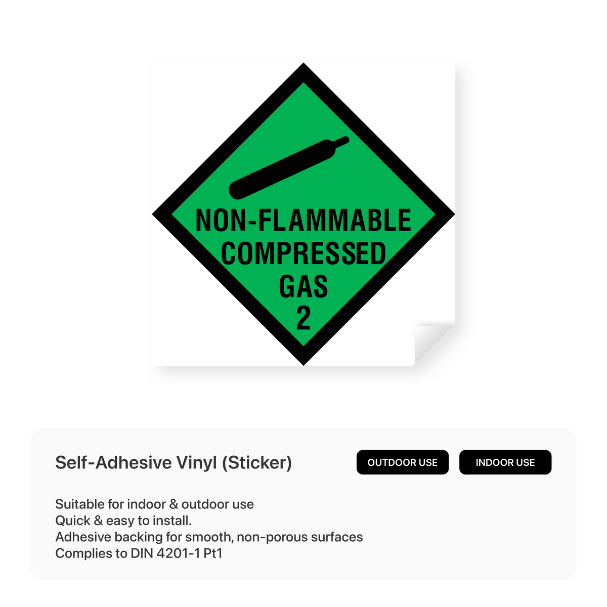 Compressd Gas Sign Non-Flammable Compressed Gas 2 - Hazchem Sign – Safety Signs & Stickers