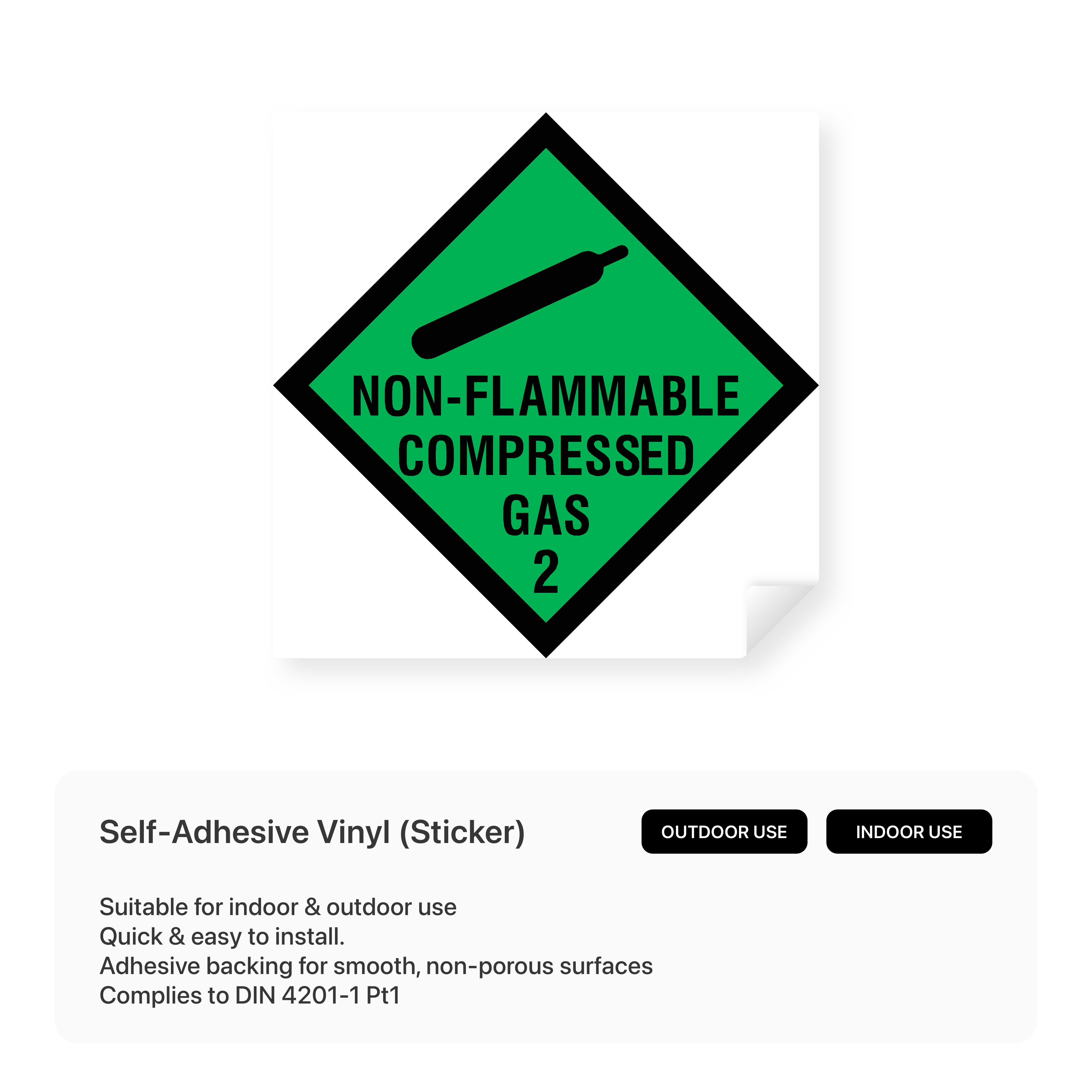 Hazchem sign for non-flammable compressed gas