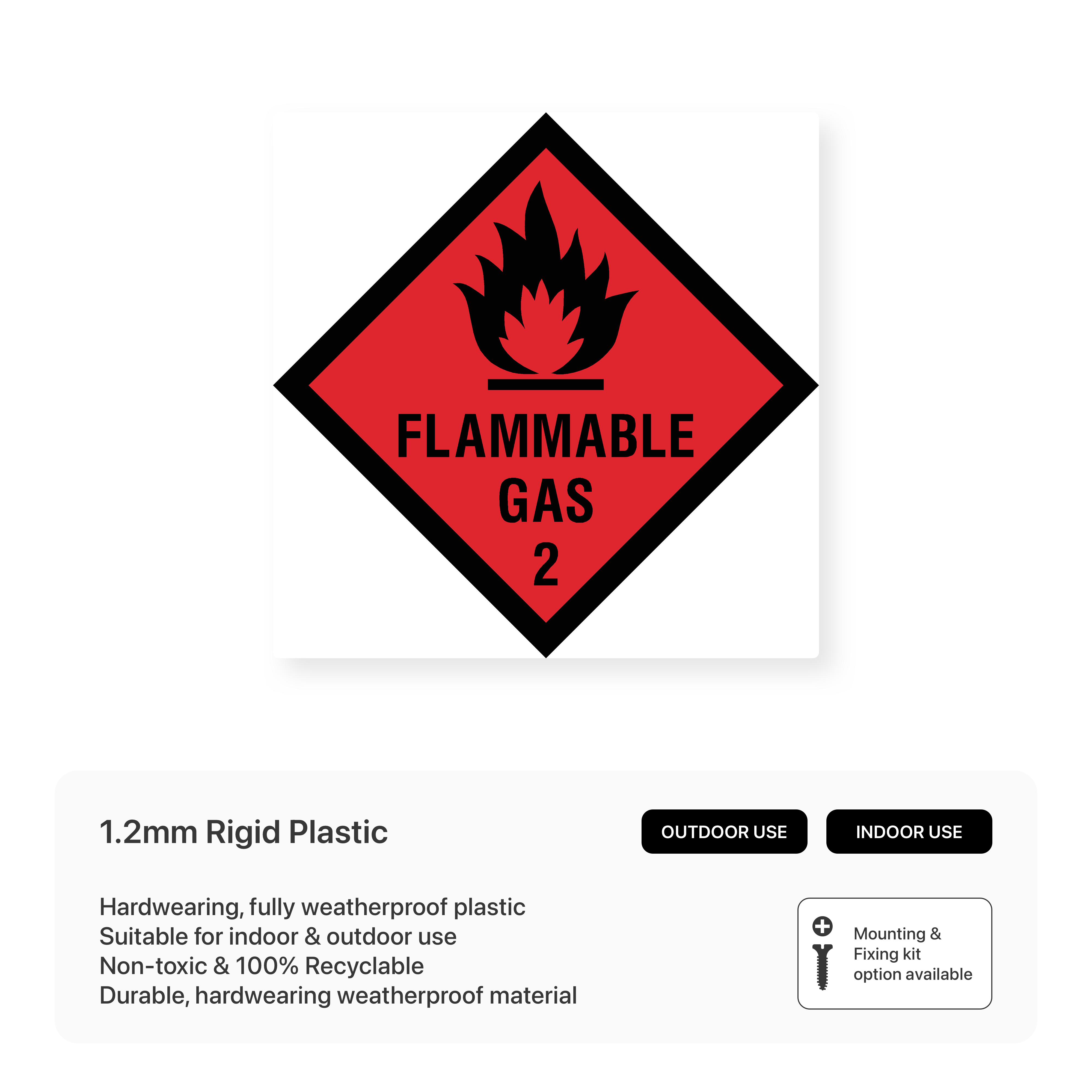 Flammable Gas 2 Hazard Diamond Sign – Safety Signs & Stickers
