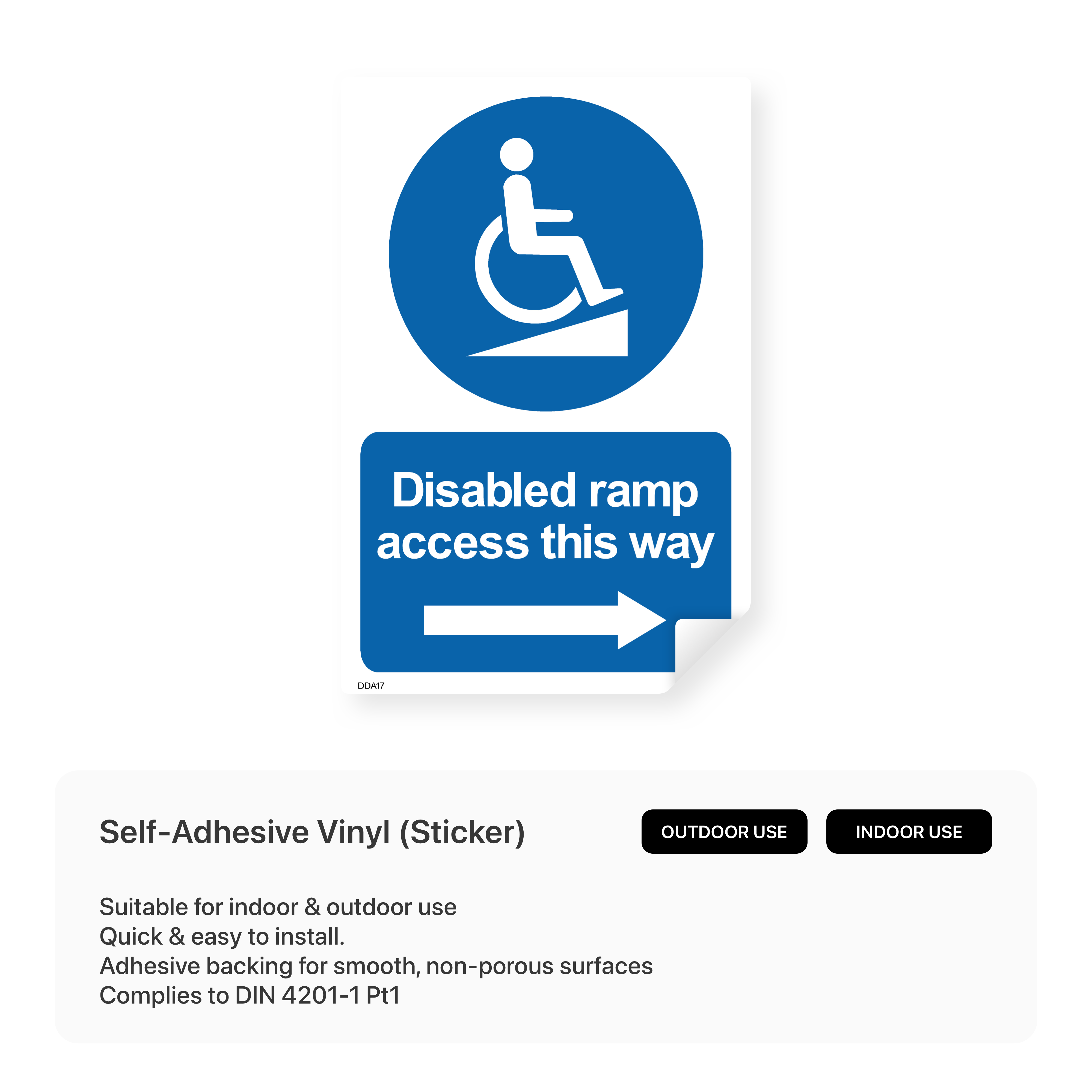 Sign indicating disabled ramp access to the right