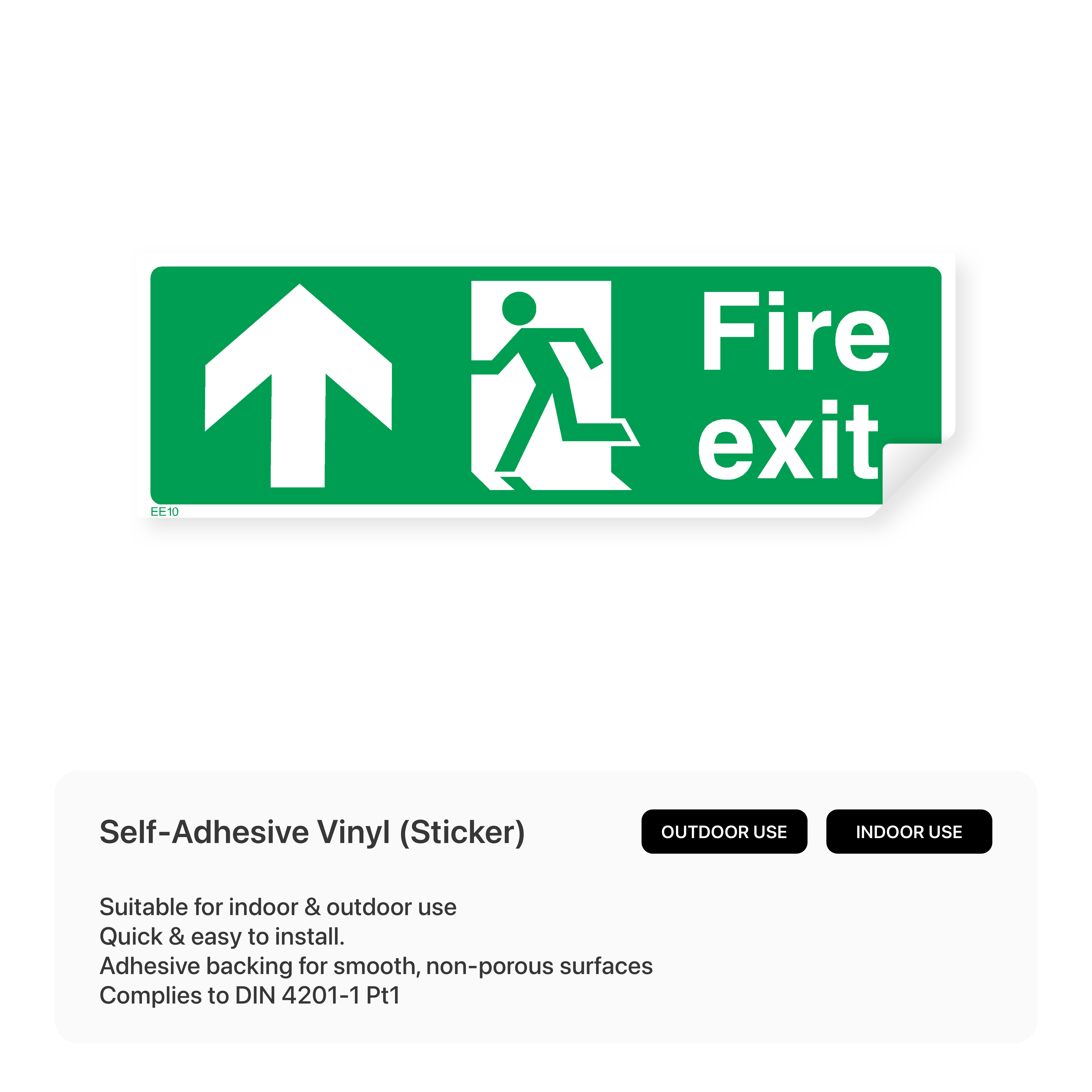 Fire exit sign with up arrow