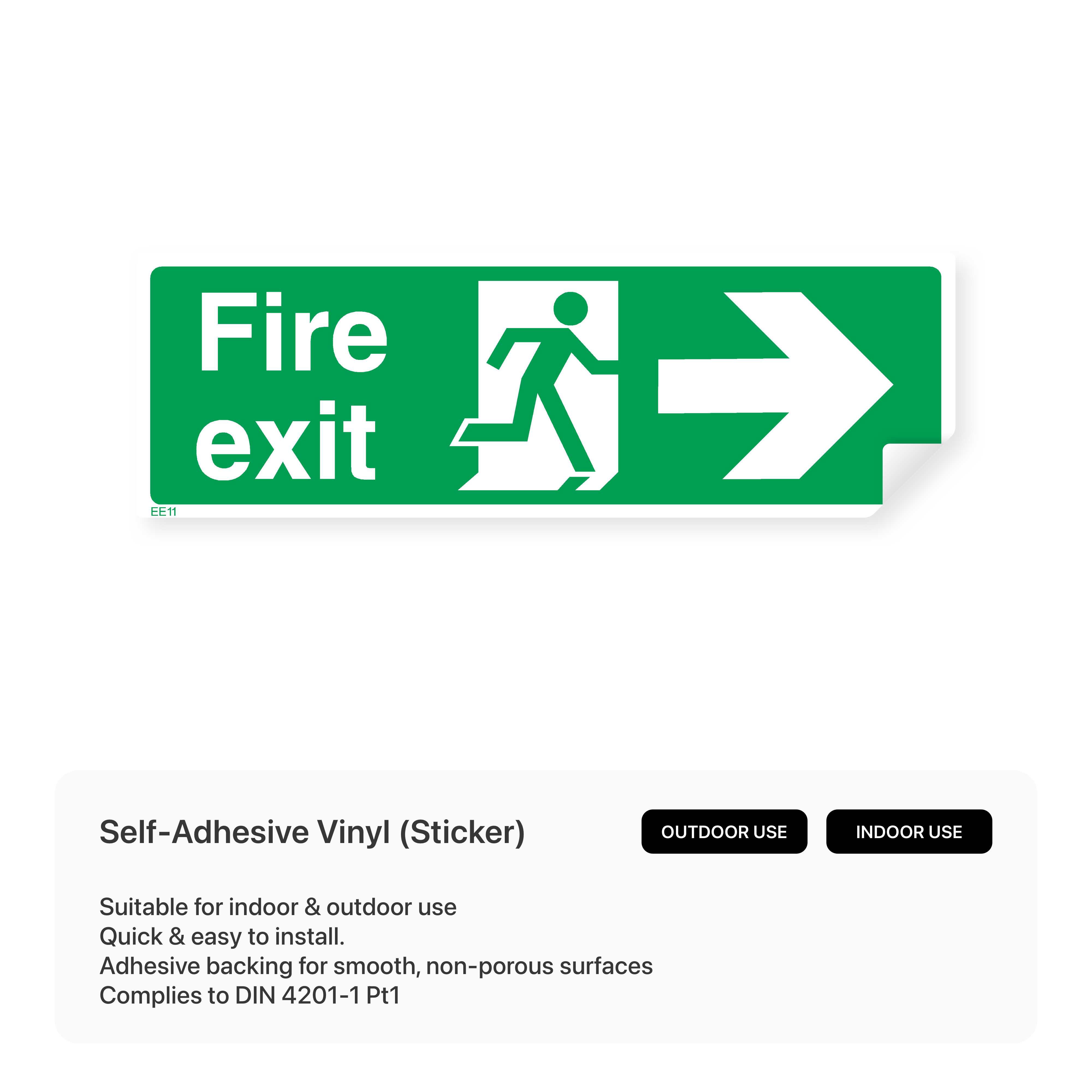 Fire exit sign with right arrow