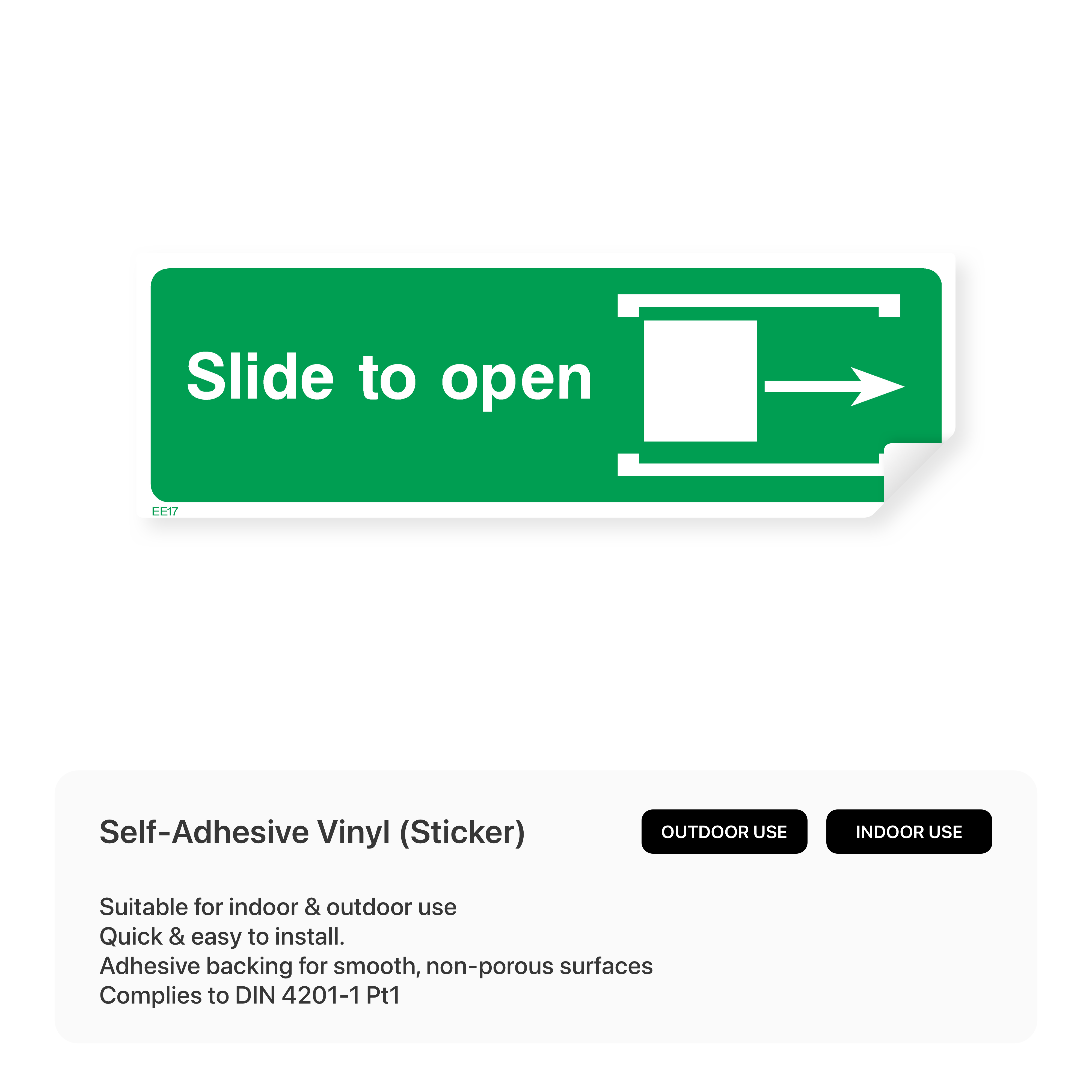 Slide to open door sign (right)