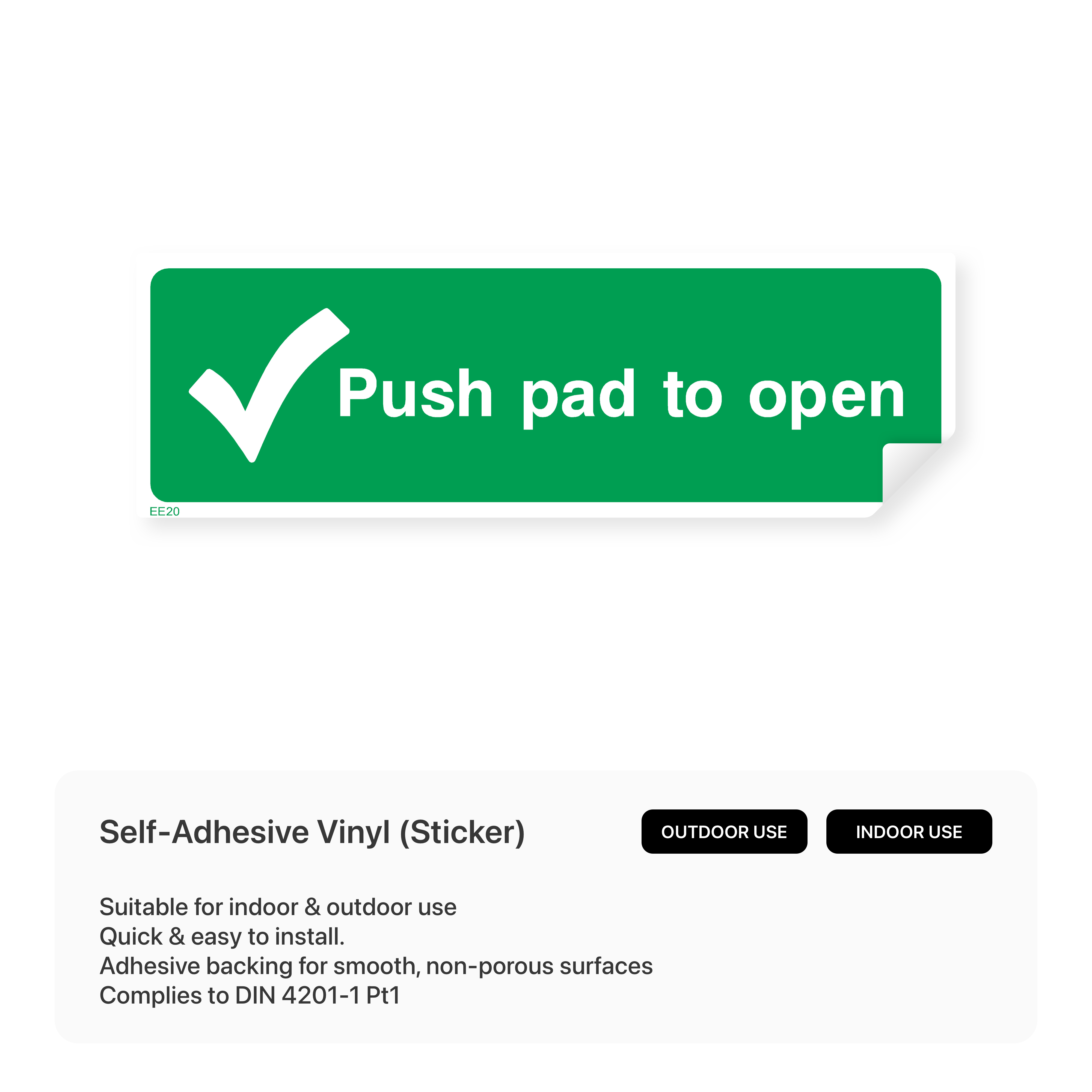 Push pad to open door sign