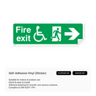 Accessible fire exit sign with right arrow