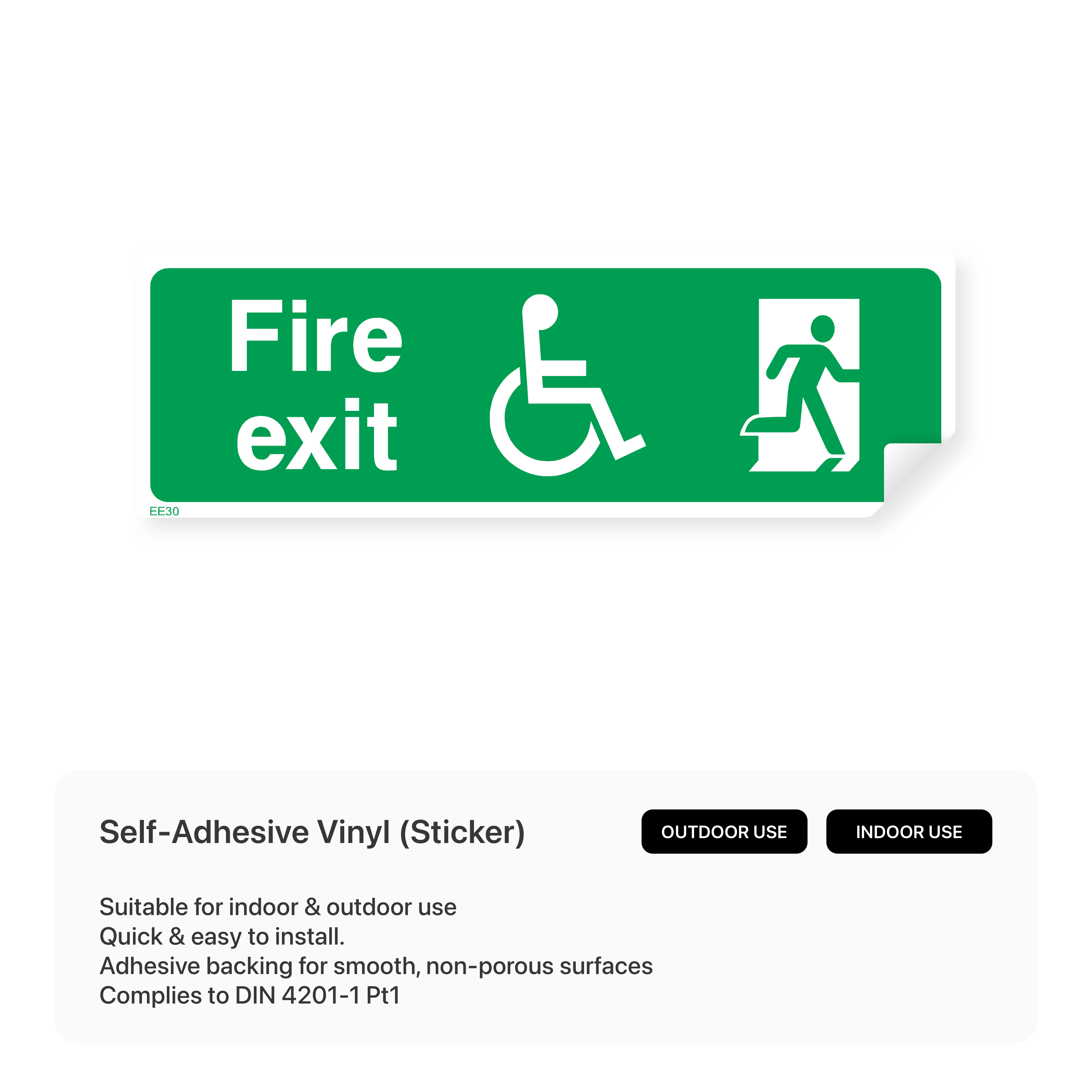 Sign indicating accessible fire exit for people with disabilities