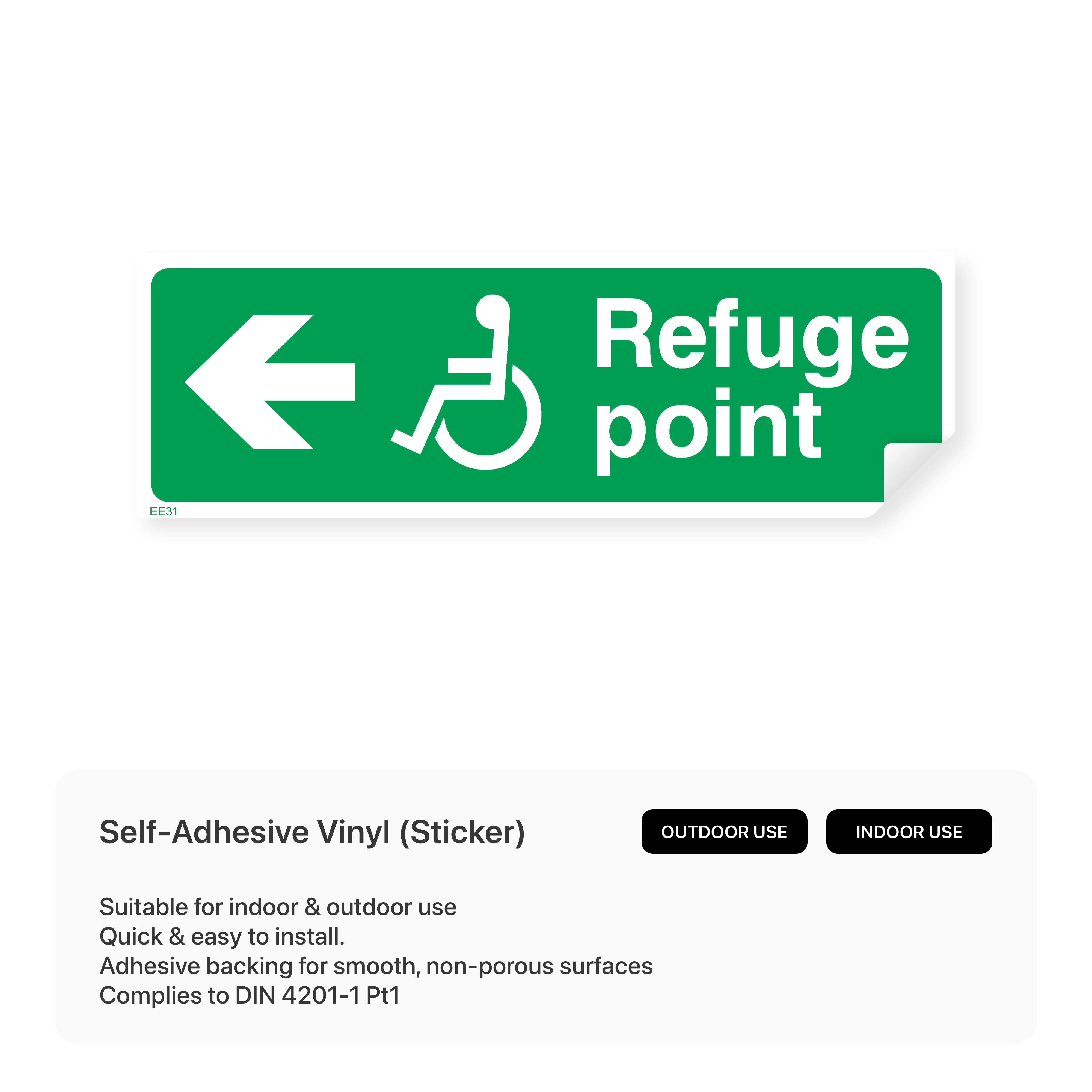 Sign with left arrow pointing to refuge point