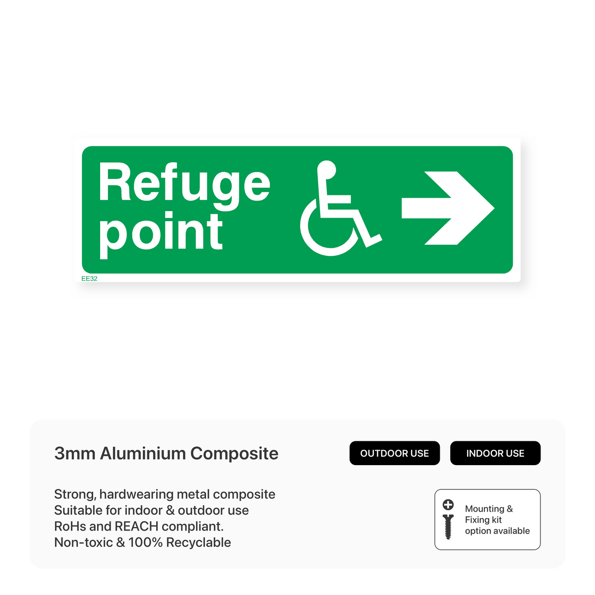 Relief Point Sign Refuge Point - Arrow Right Sign – Safety Signs & Stickers