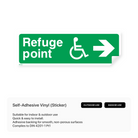 Sign with right arrow pointing to refuge point