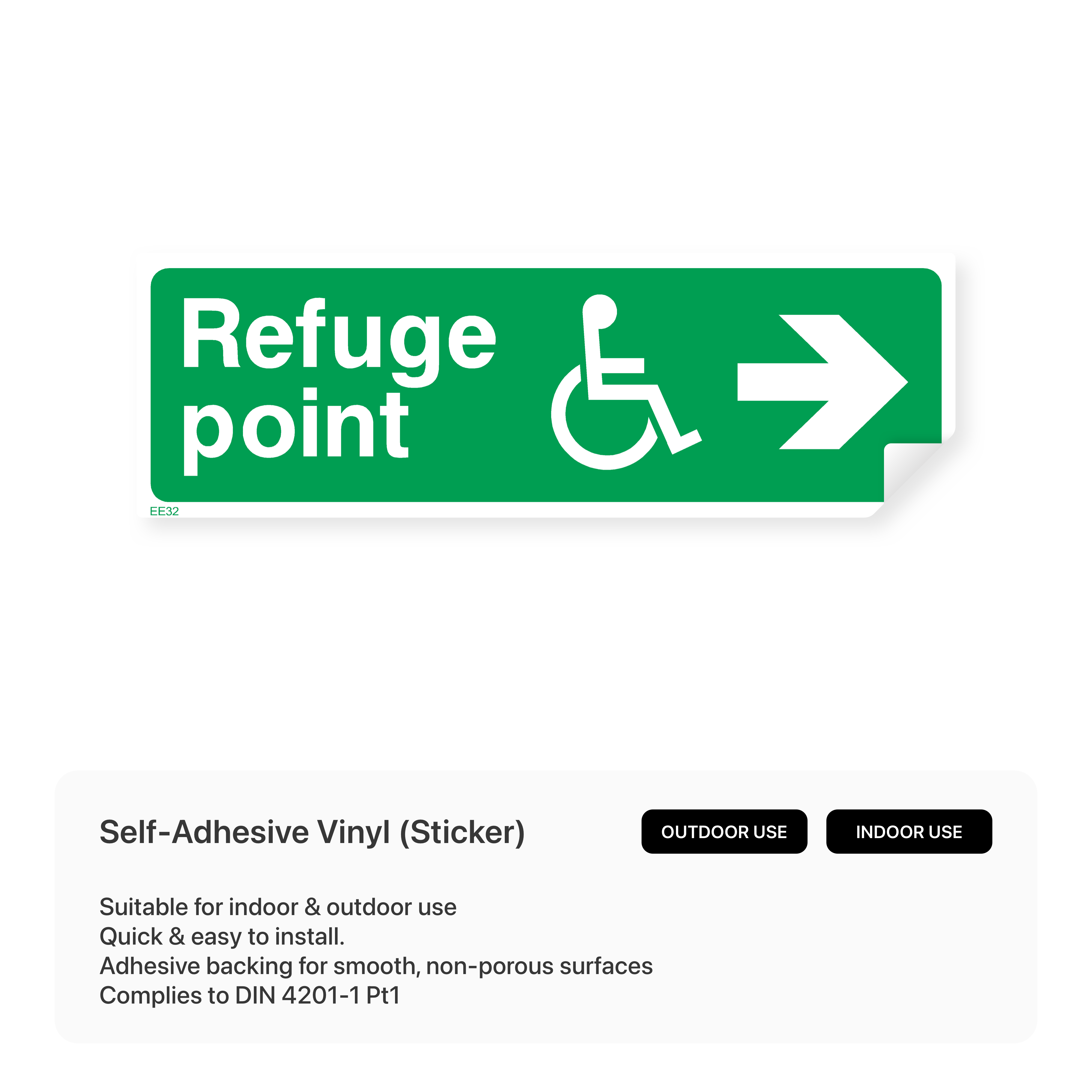 Sign with right arrow pointing to refuge point