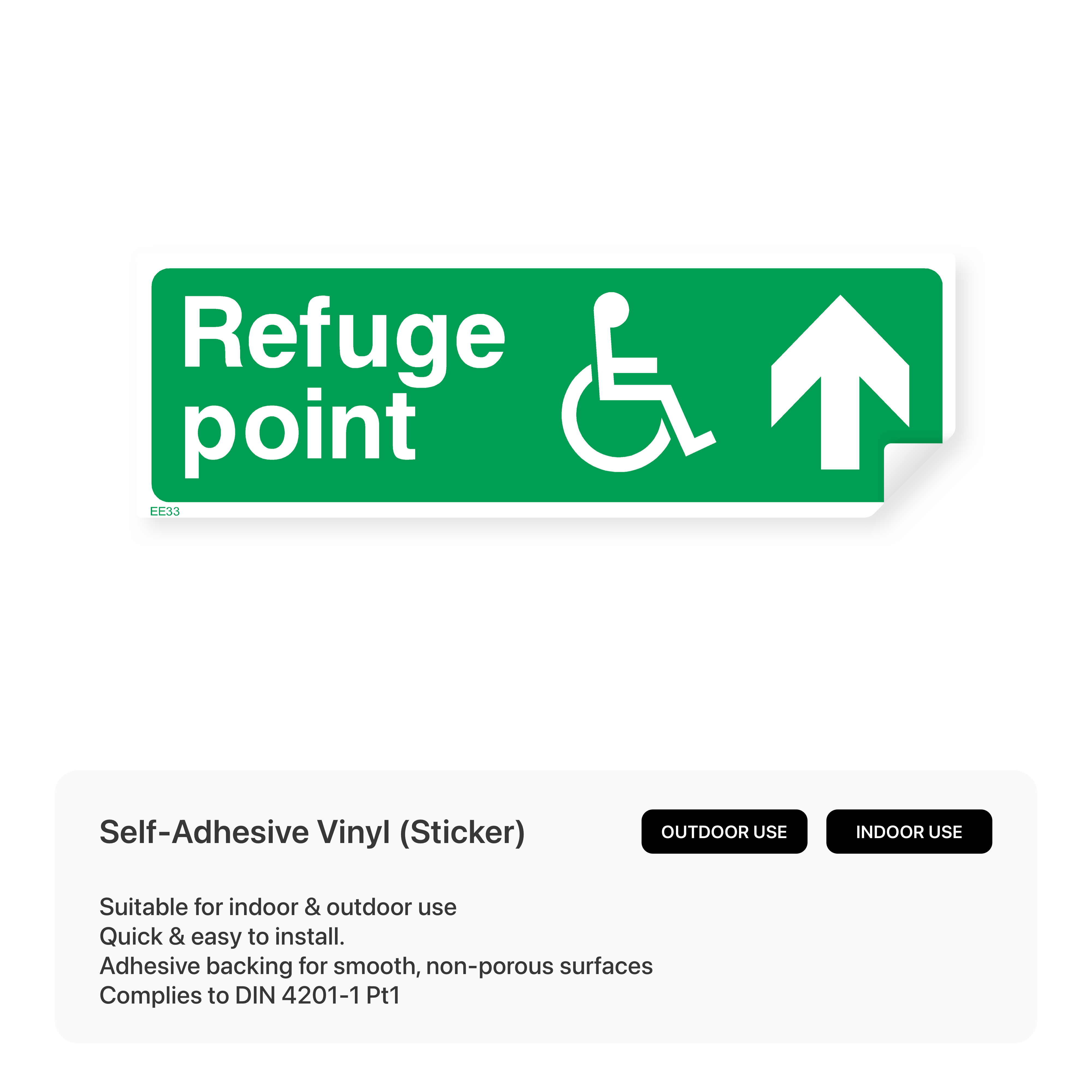 Sign with up arrow pointing to refuge point