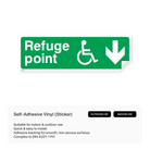 Sign with down arrow pointing to refuge point