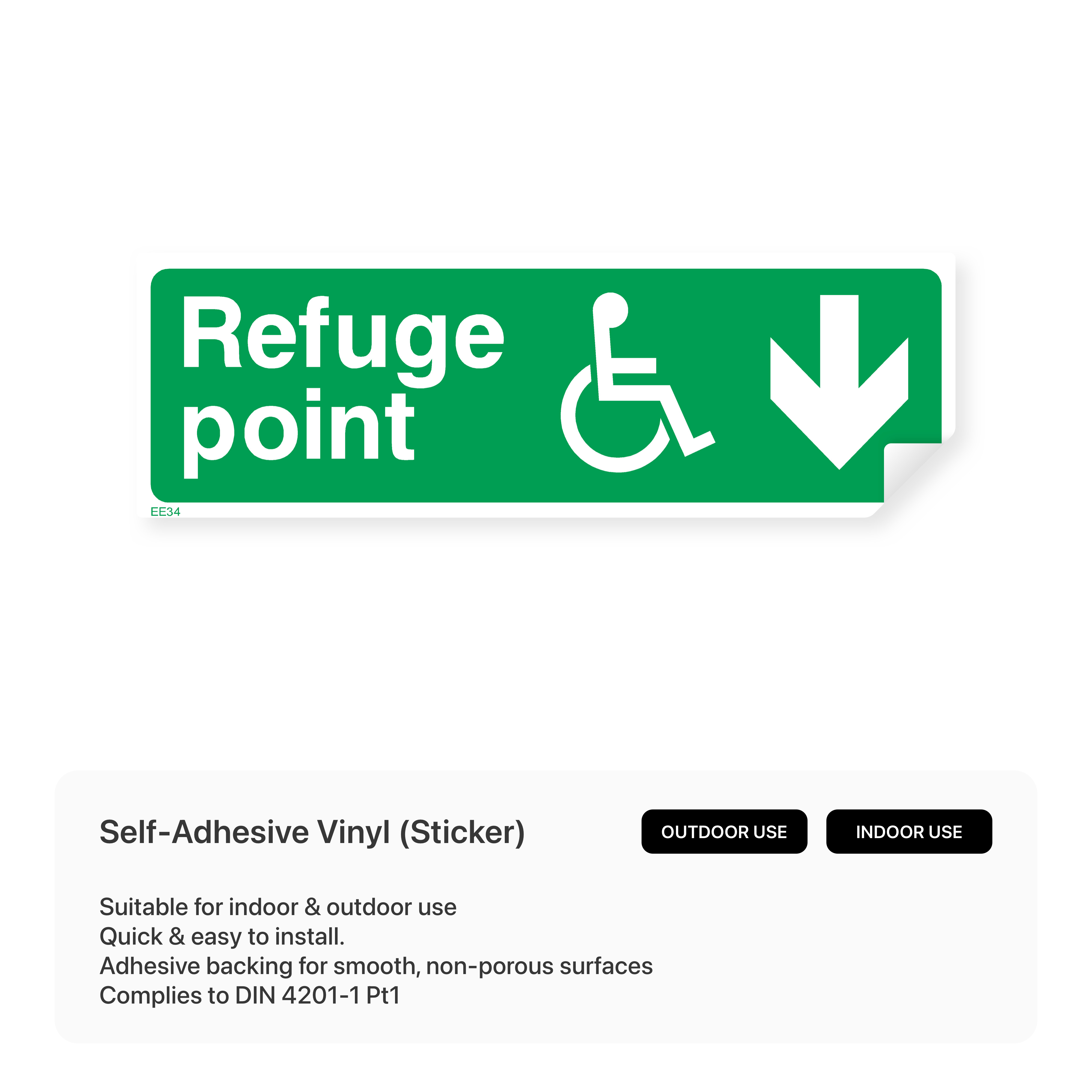 Sign with down arrow pointing to refuge point