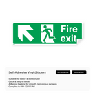 Fire exit sign with left up arrow