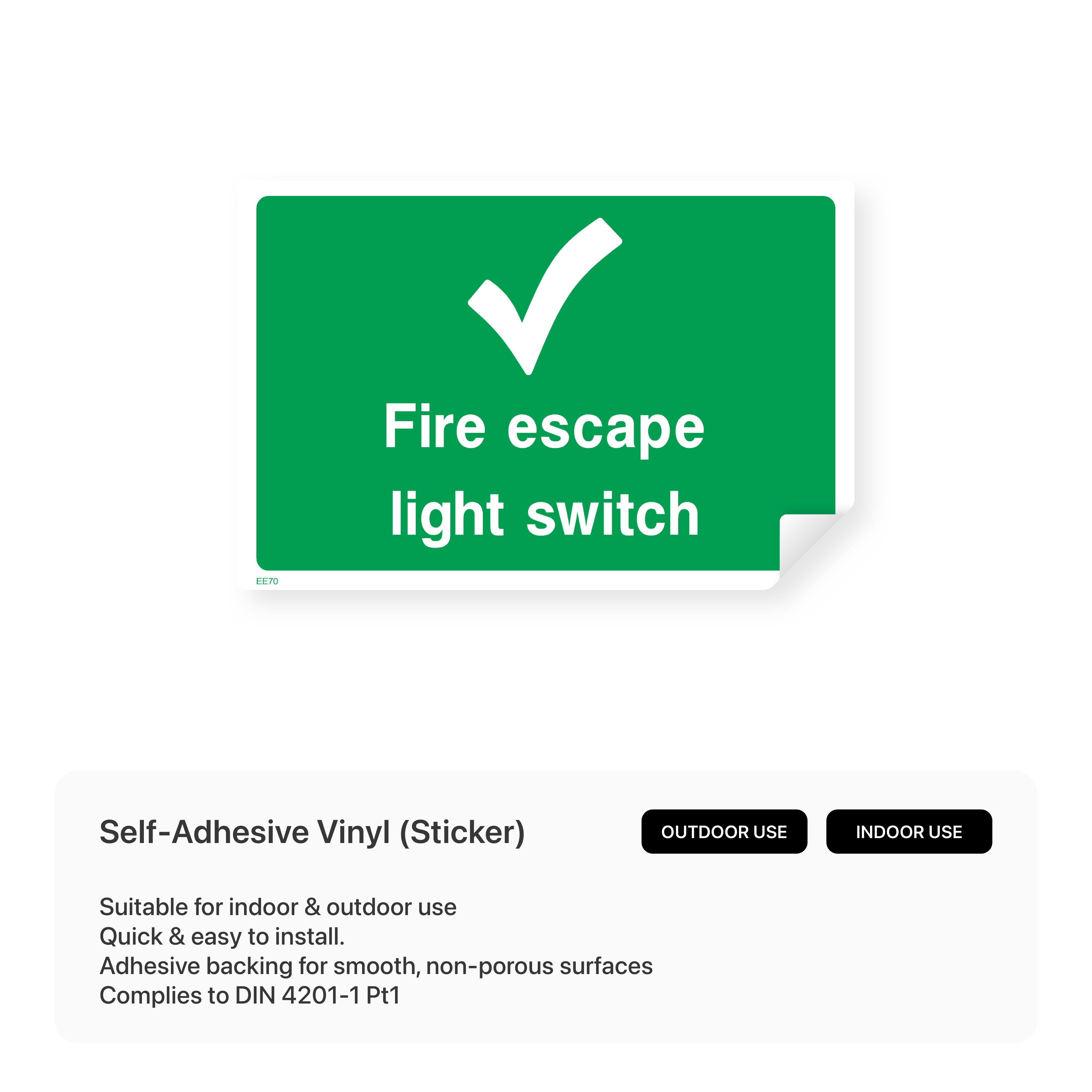 Fire escape light switch sign