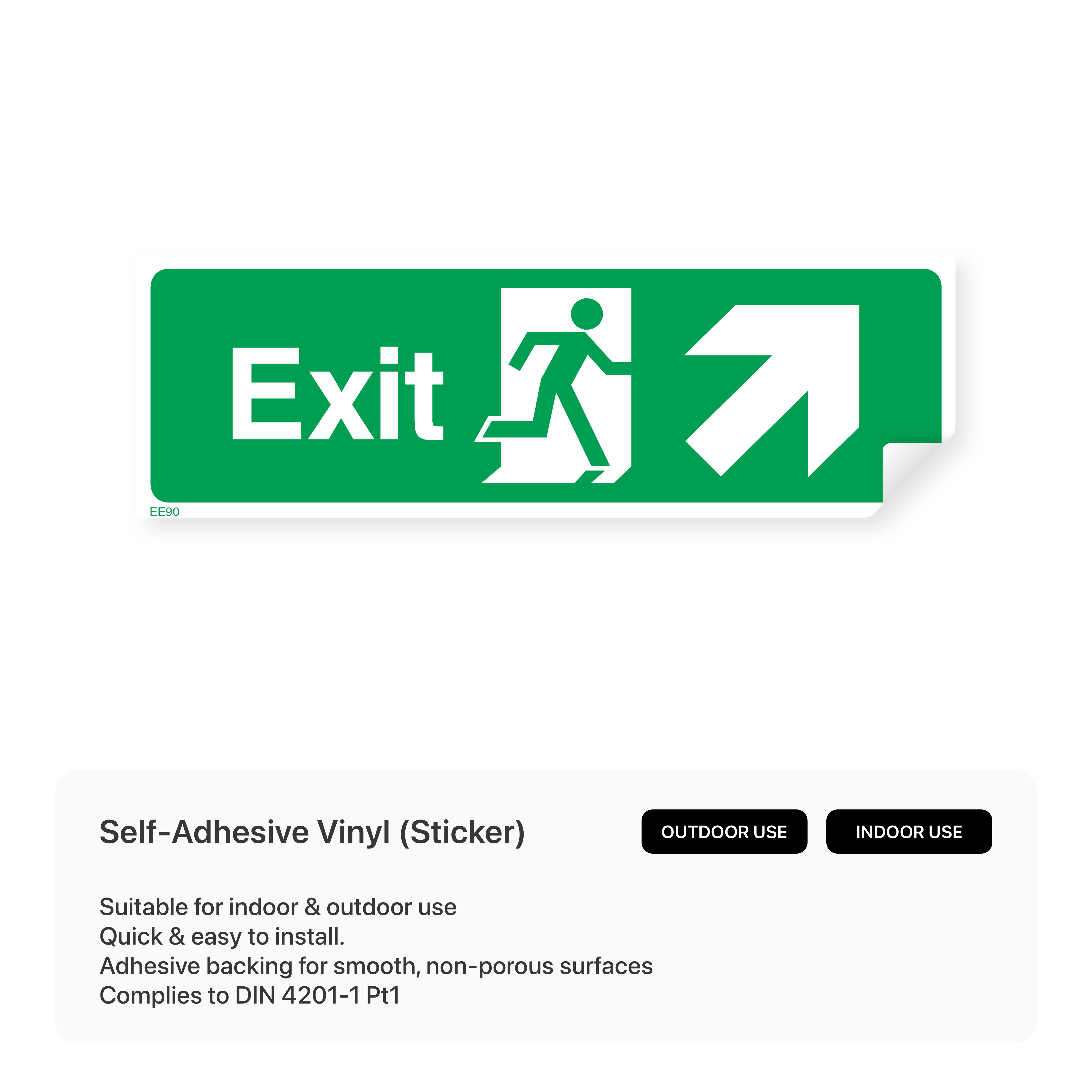 Exit sign with right up arrow