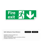 Fire exit sign with down arrow