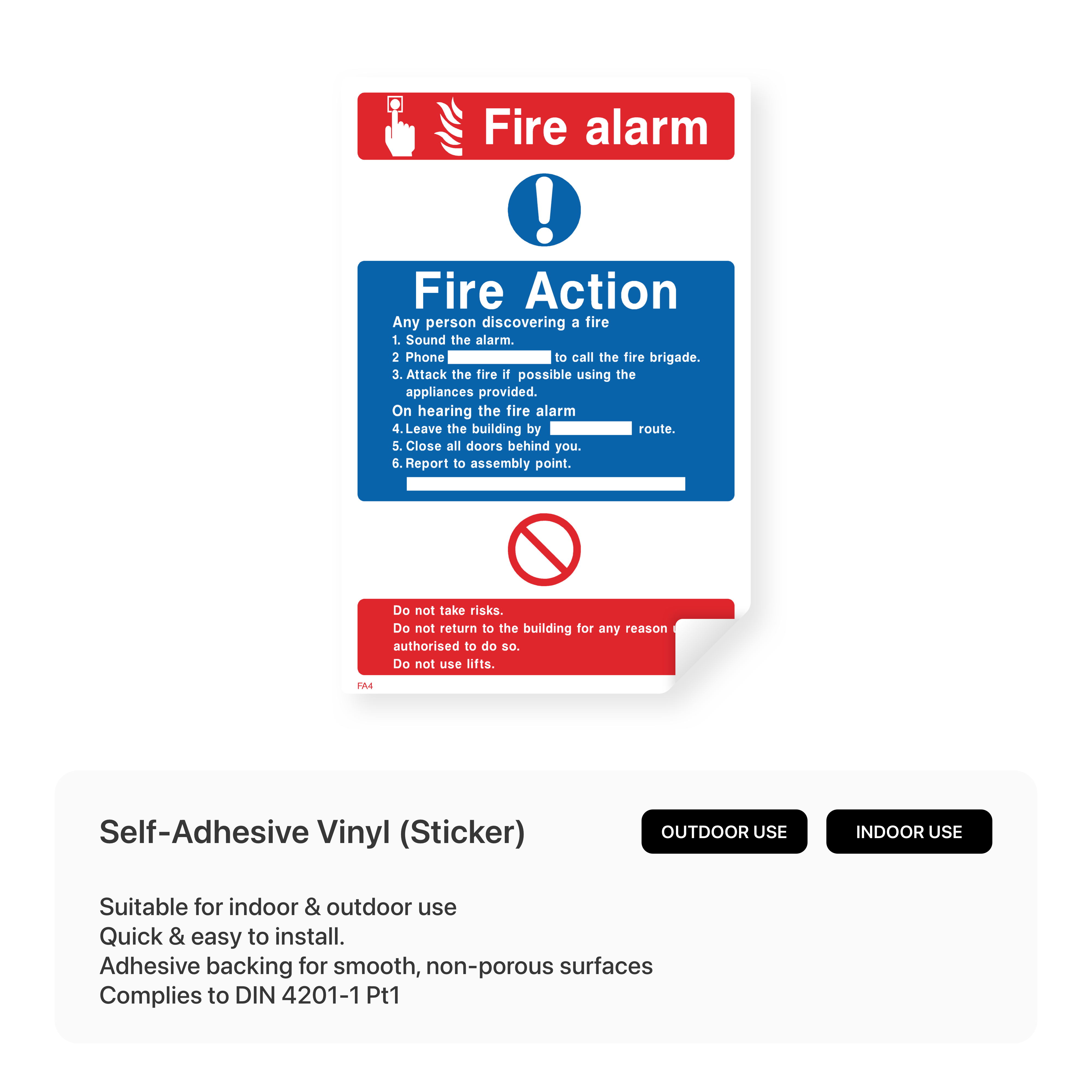 Fire alarm activation point sign