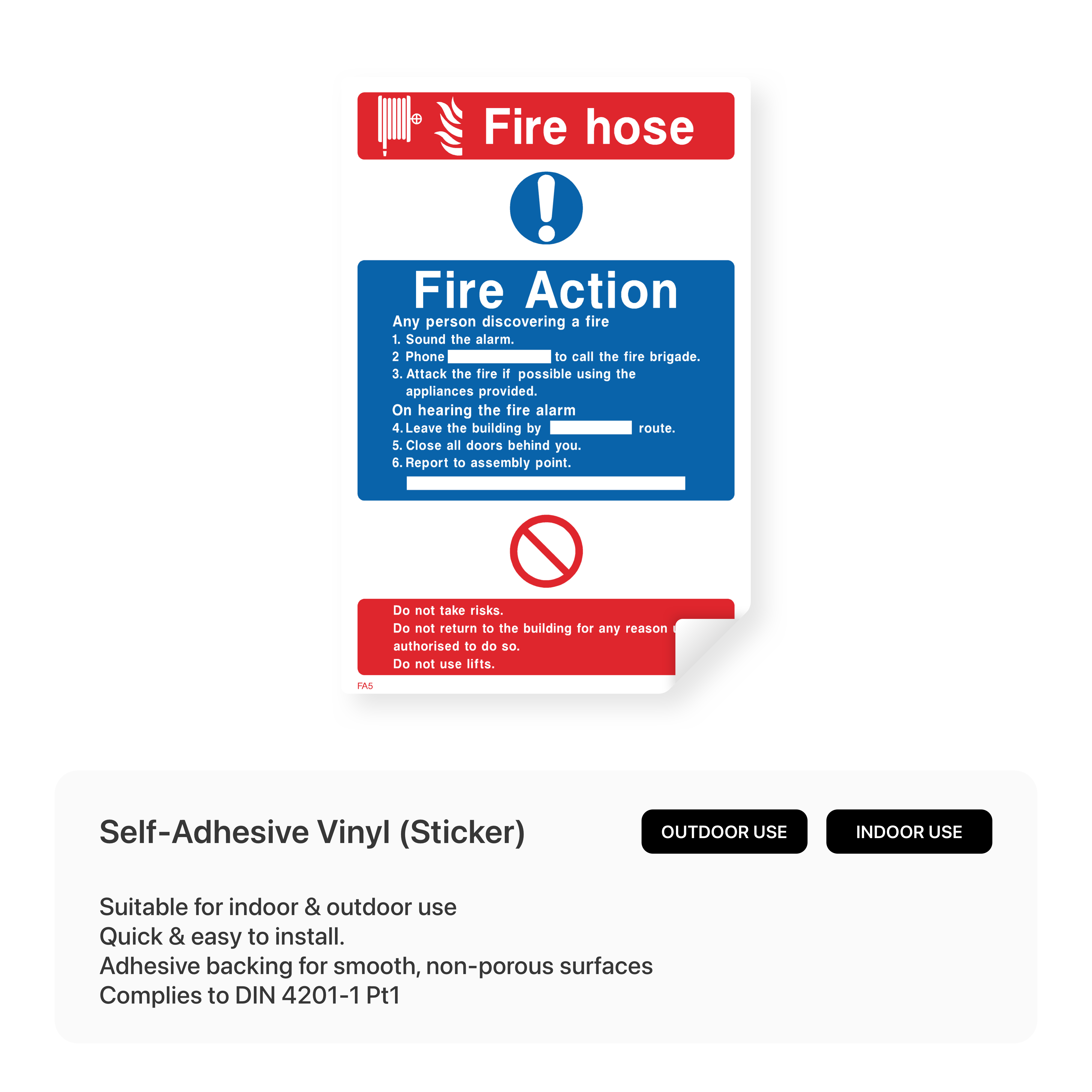 Fire hose location sign