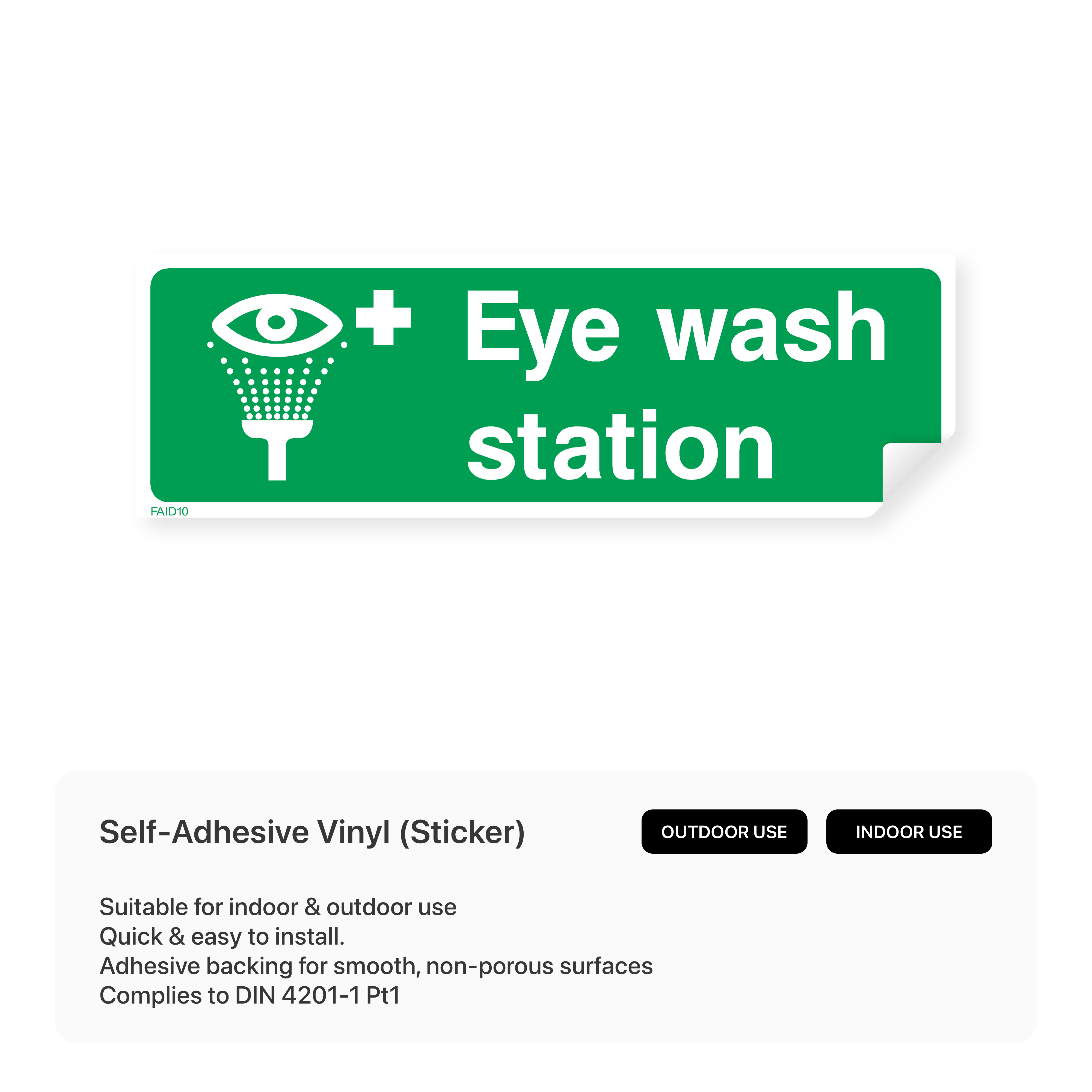 Eye wash station sign