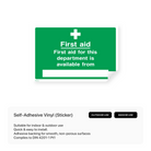 First aid sign with department information