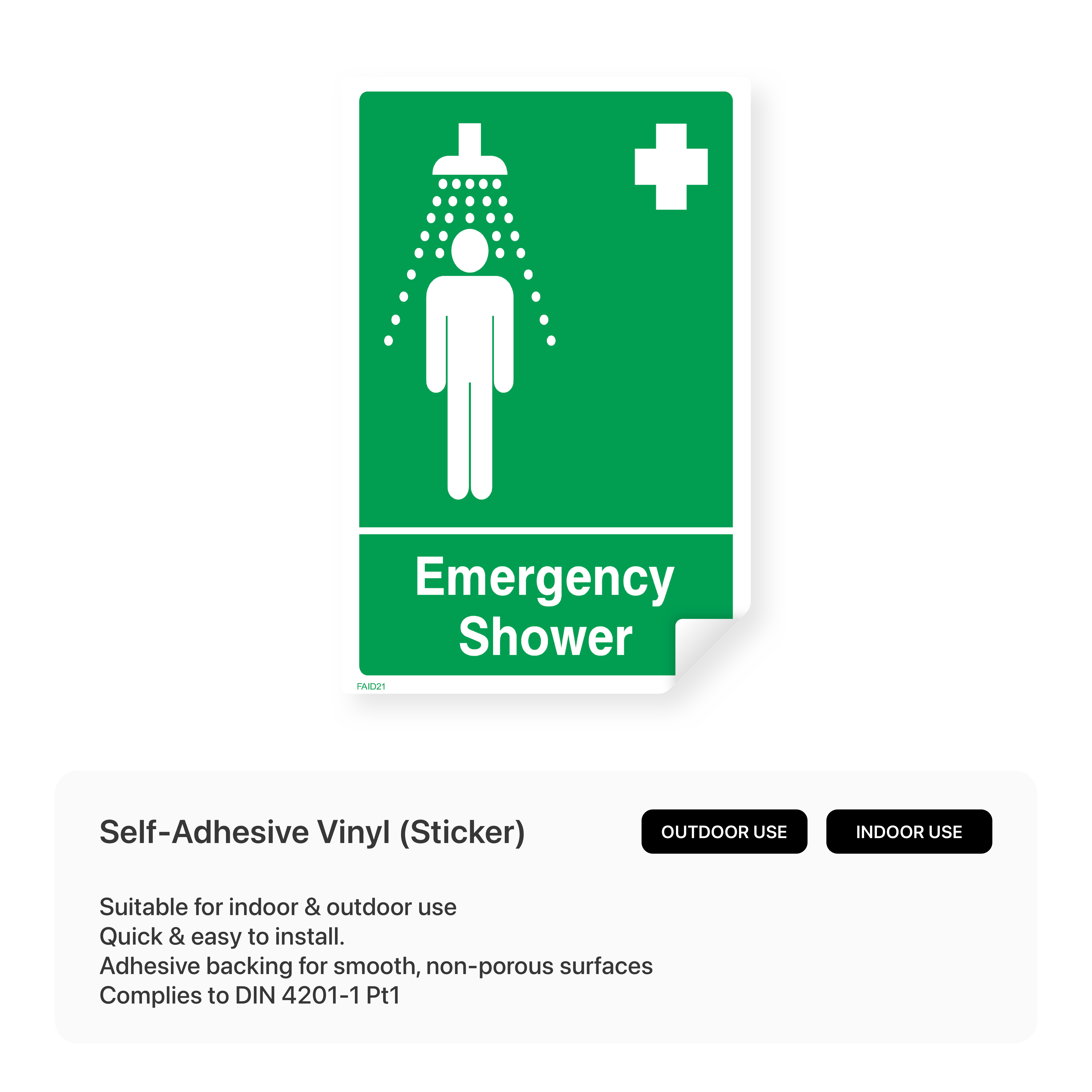 Emergency shower sign