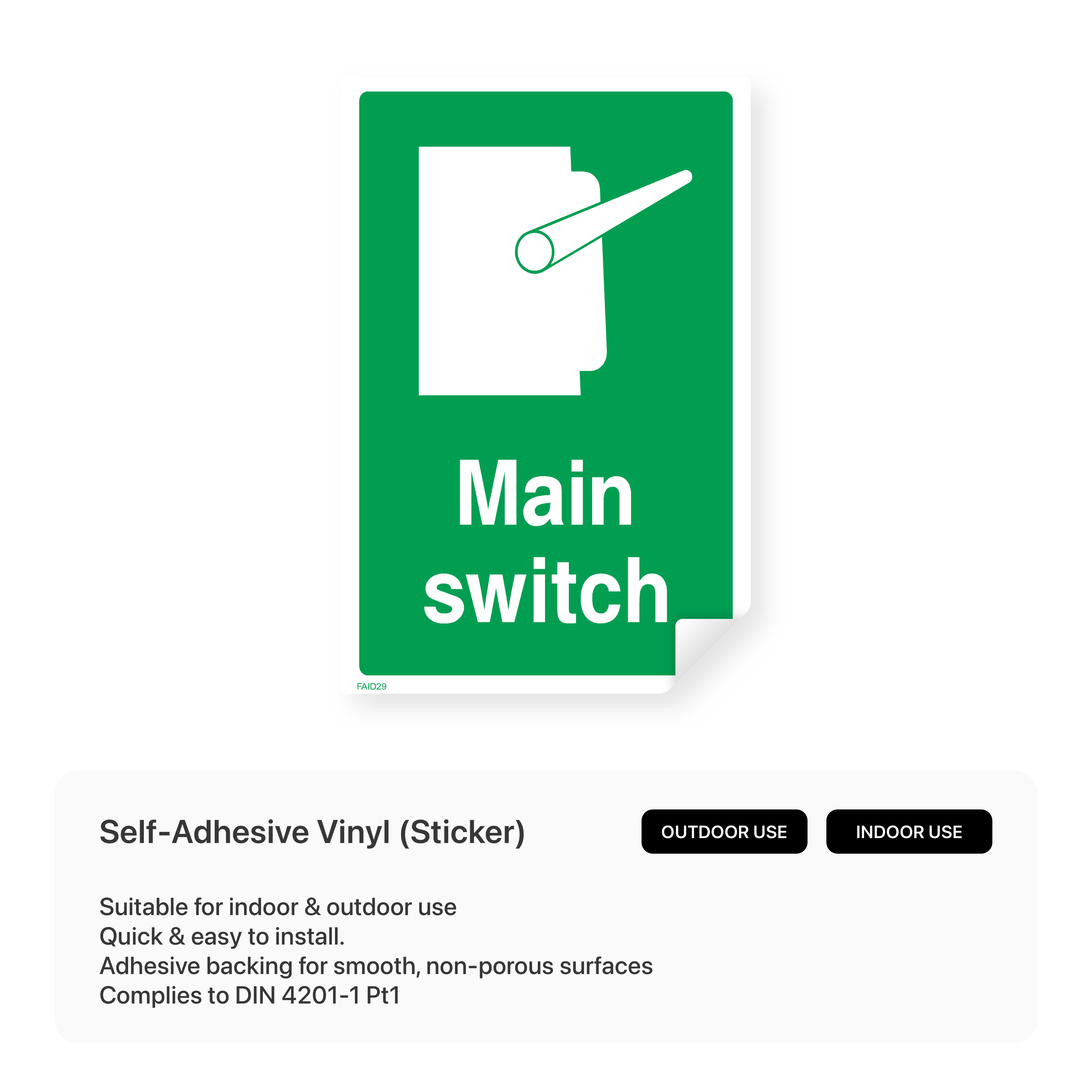 Main switch sign