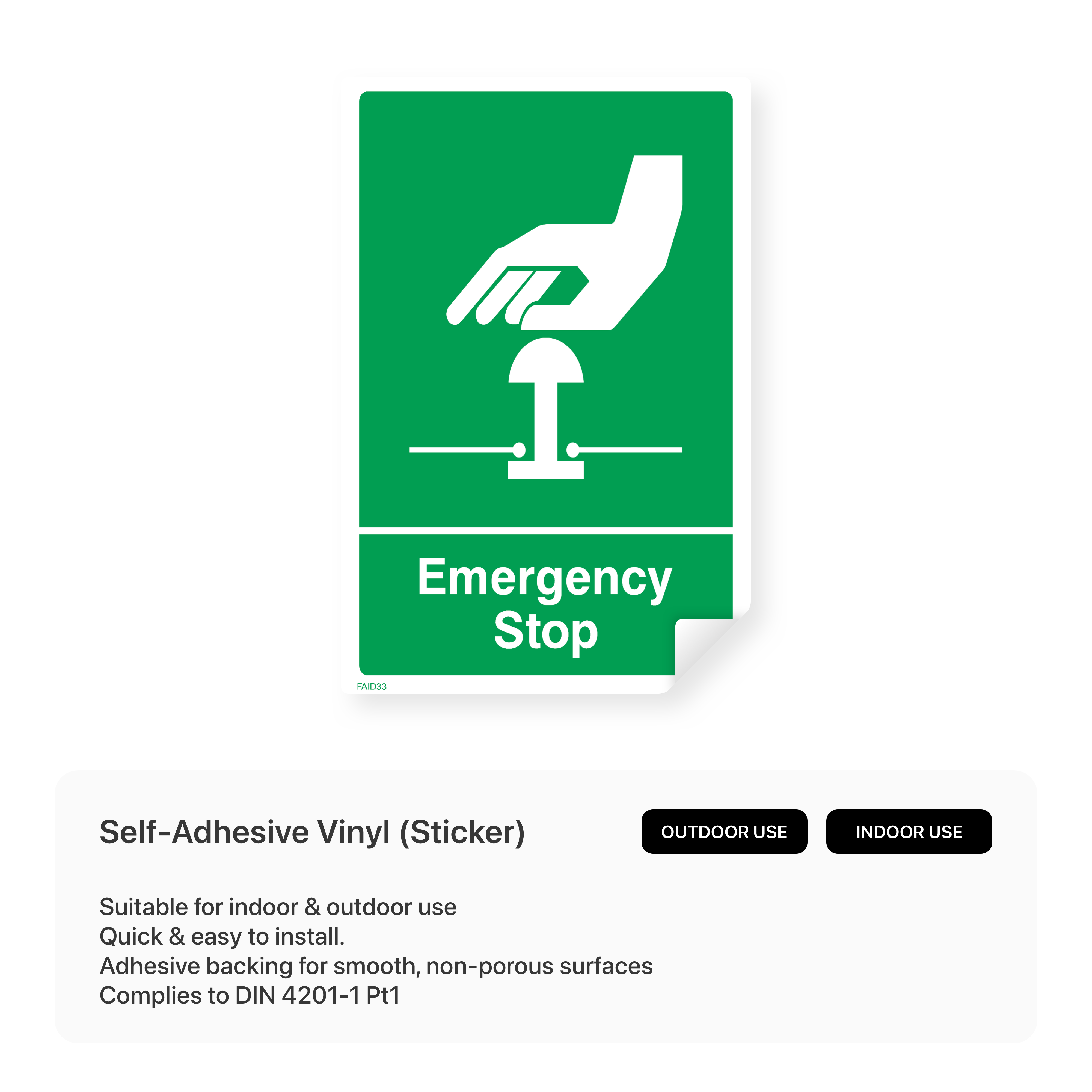 Green emergency stop sign