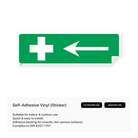 First aid sign with left arrow