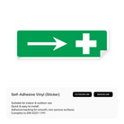 First aid sign with right-pointing arrow