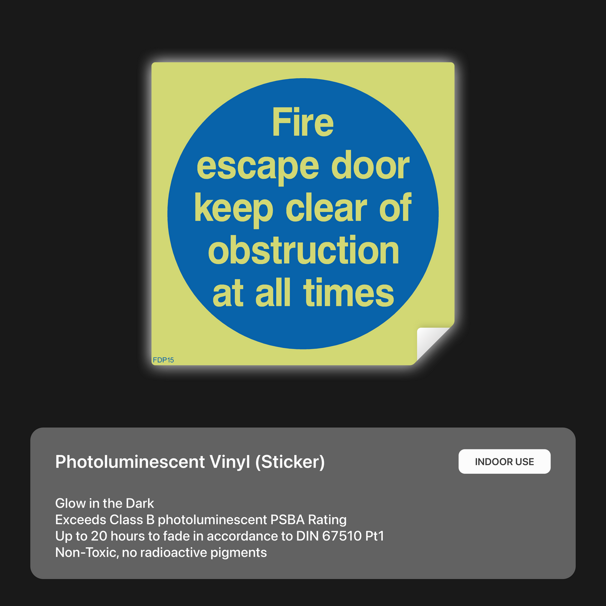 Fdp Sticker Fire Escape Door Keep Clear of Obstruction at All Times Sign – Safety ...