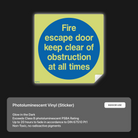 Fire escape door sign: "Keep clear"