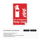 Fire extinguisher sign: "Keep clear"