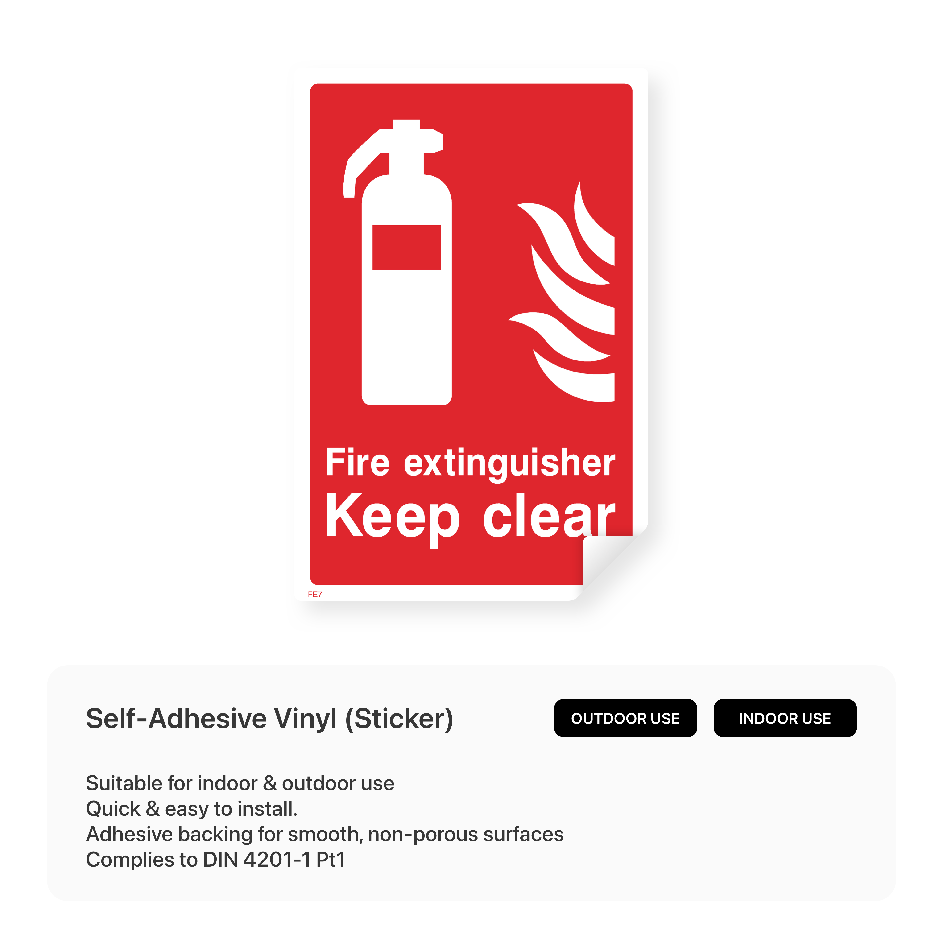 Fire extinguisher sign: "Keep clear"